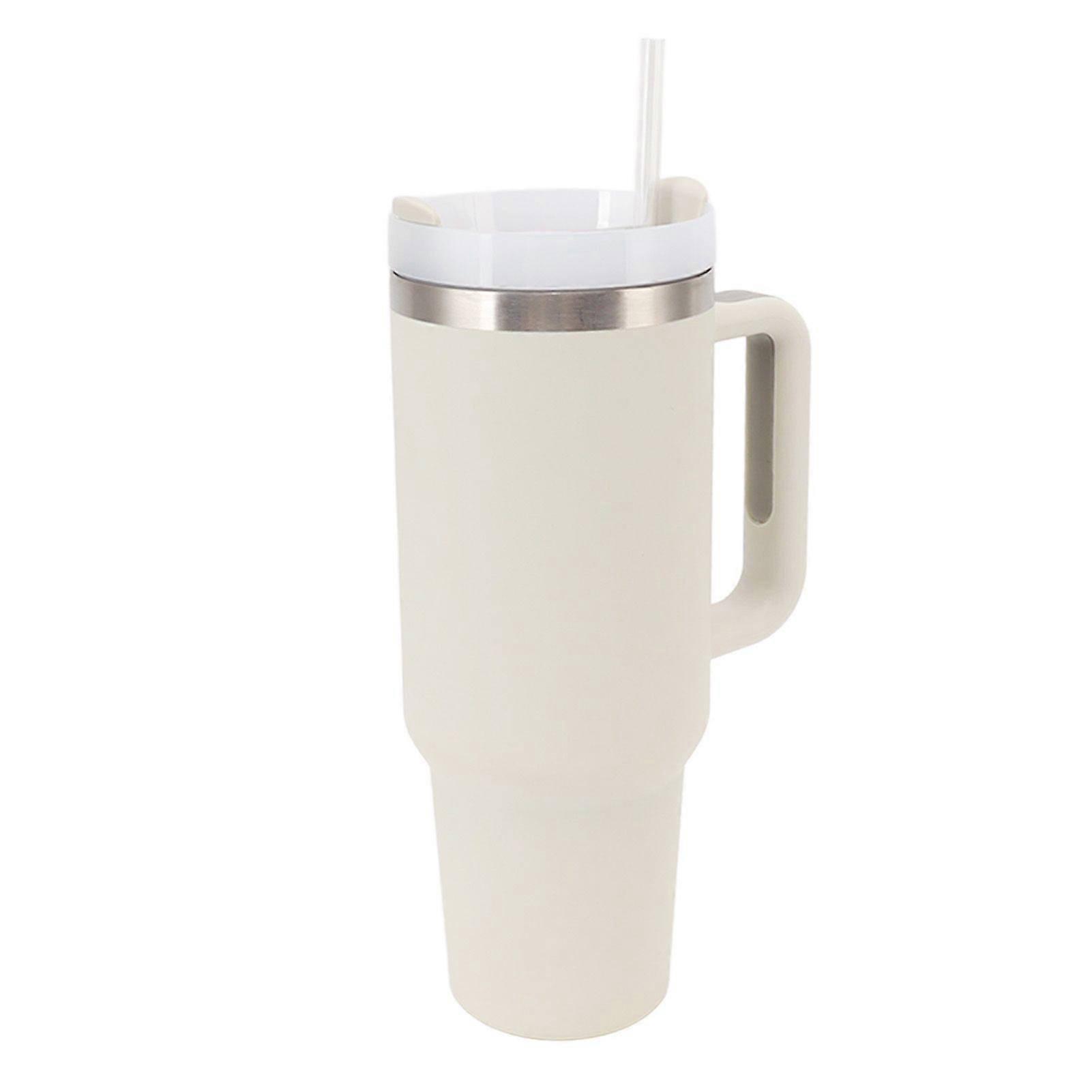40oz Thermal Cup with Handle 304 Stainless Steel Cold Insulation Coffee Beer Mug with Straw