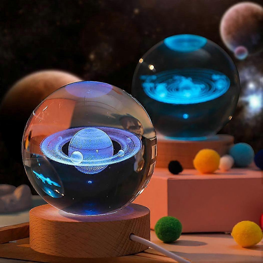 3d Glowing Crystal Ball Night Light Ornament,creative Coloful Night...