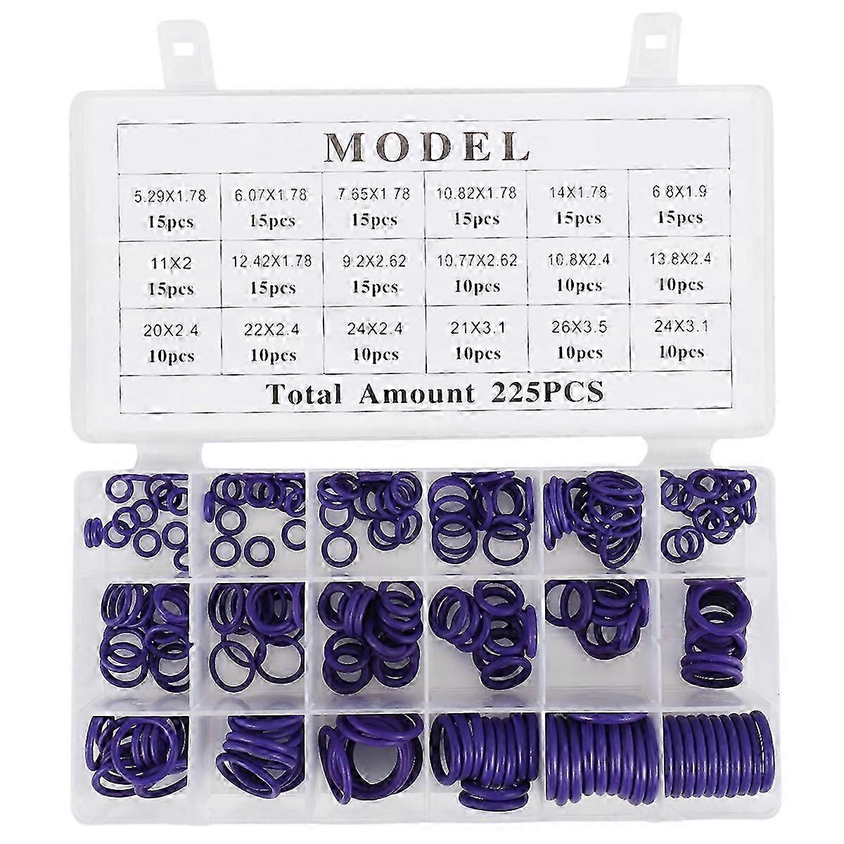 225Pcs O-Ring Washer for R22 R134A Air Conditioning