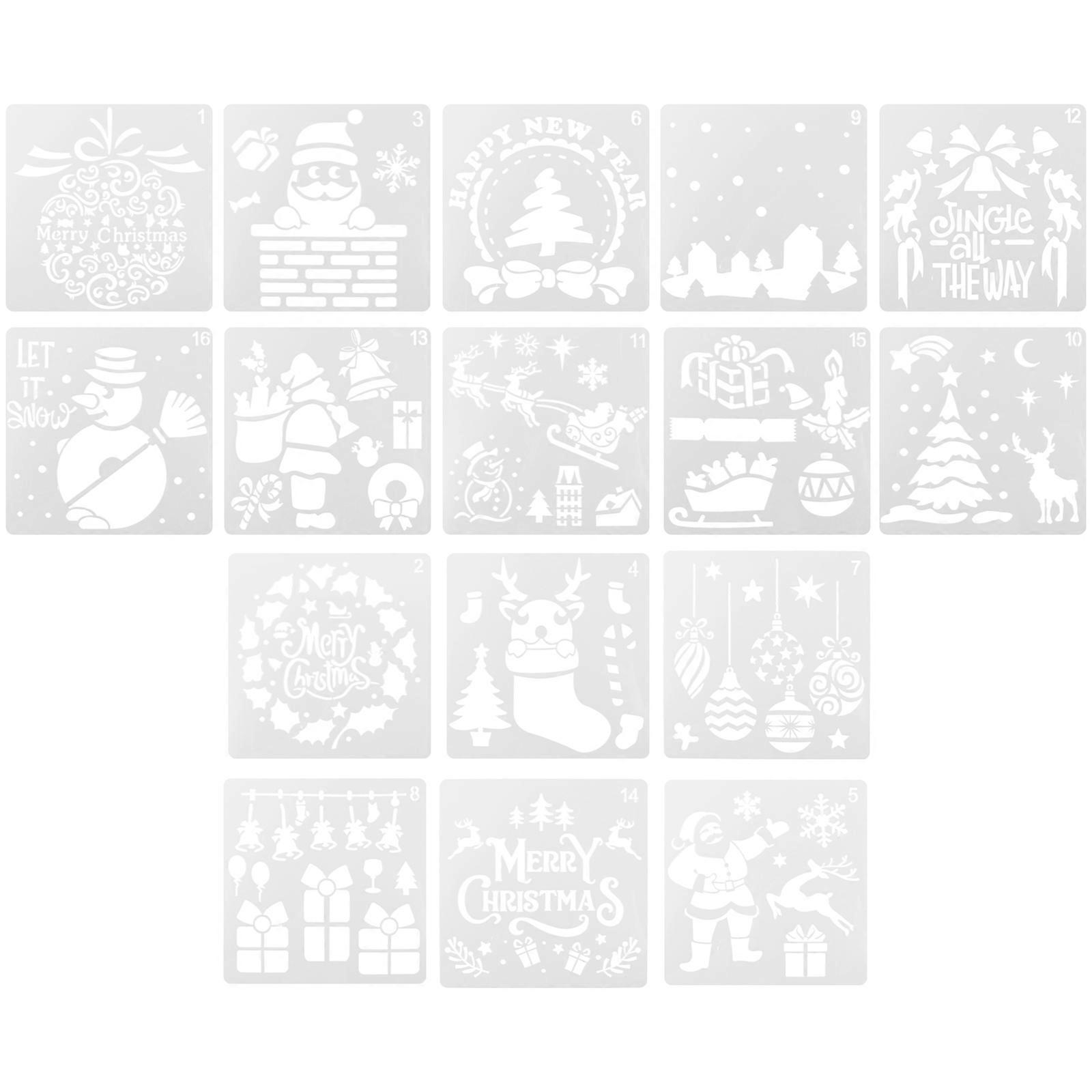 Festival Decoration 16Pcs Christmas Painting Stencil Set Designed For Artists Reusable Plastic Templates For DIY Craft Projects