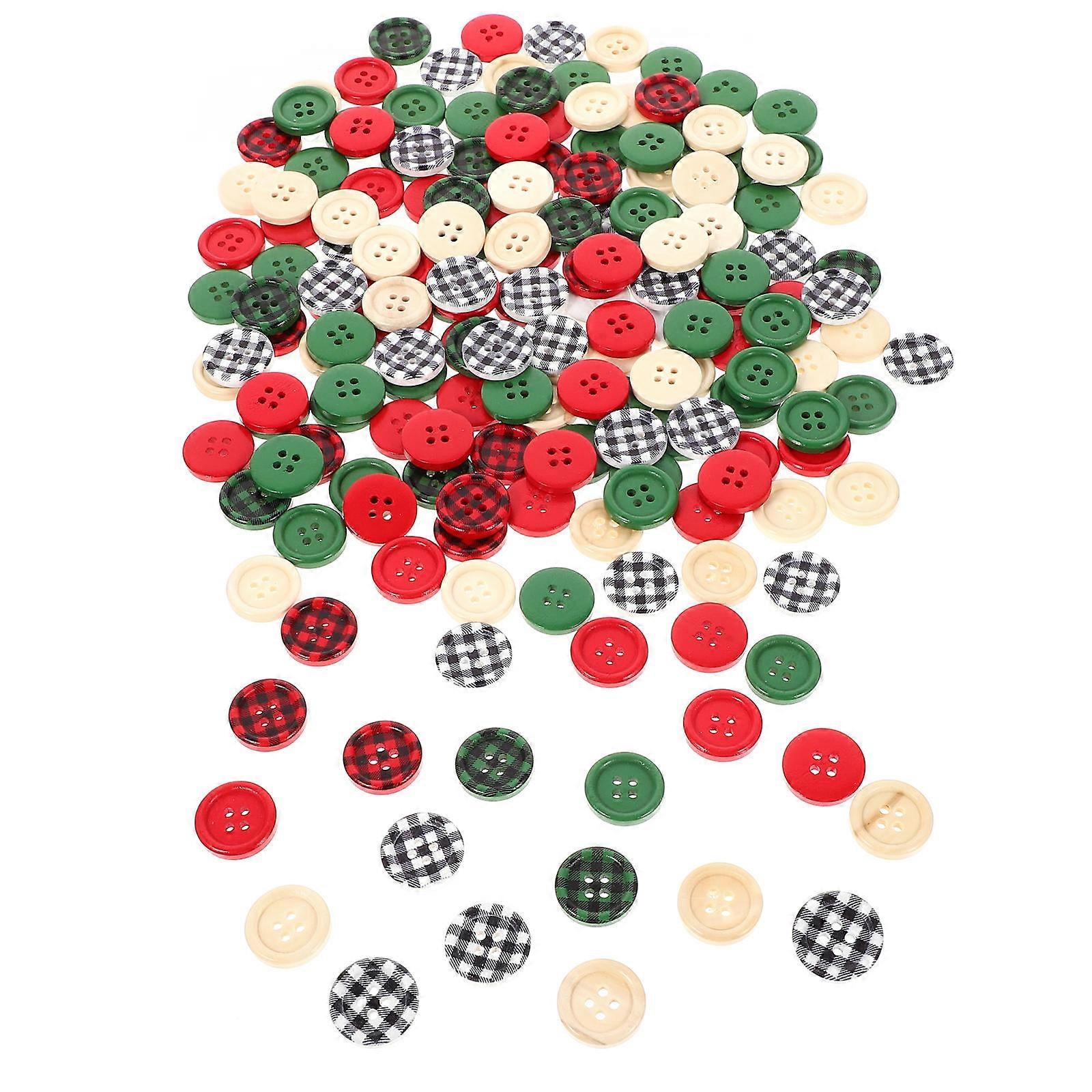 300Pcs Christmas Shape Plastic Buttons For Holiday Crafting Assorted Color Sewing Decorative 20Mm