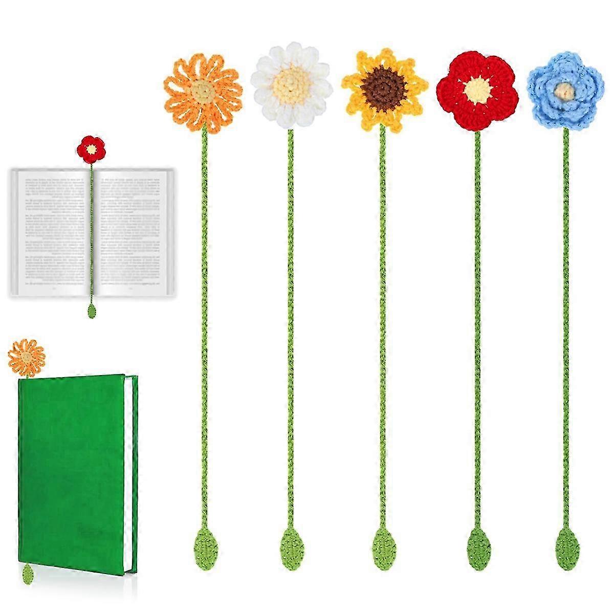 5 PCS Crochet Bookmarks Crochet Bookmarks Flowers Kit
