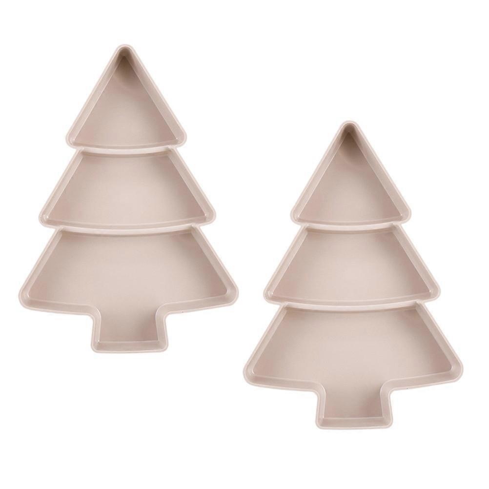 Candy Tray Christmas Tree Shape Christmas Atmosphere Compartment Design Pink for Moisture-Proof 2Pcs