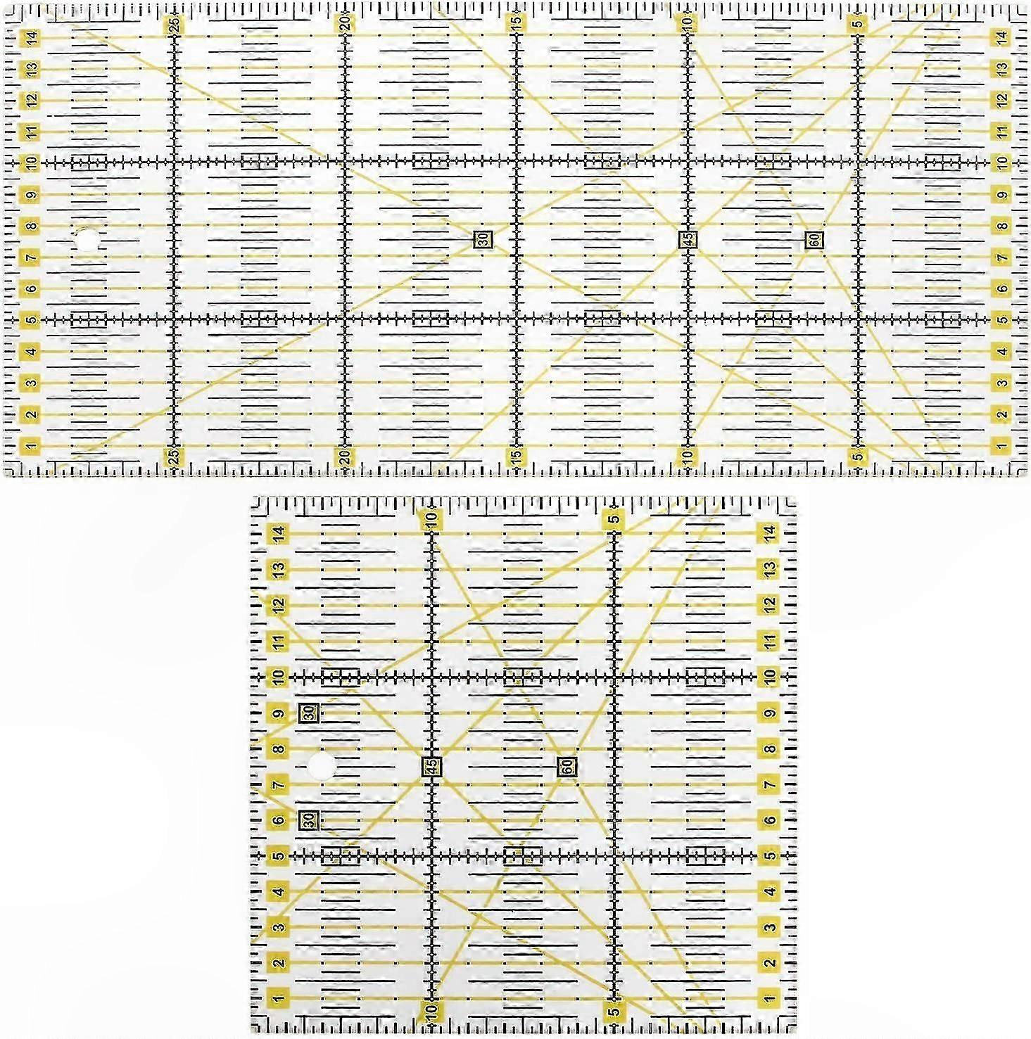 2-Pack Acrylic Quilting Ruler, Universal Patchwork Sewing Tool for Tailoring and Crafting Projects
