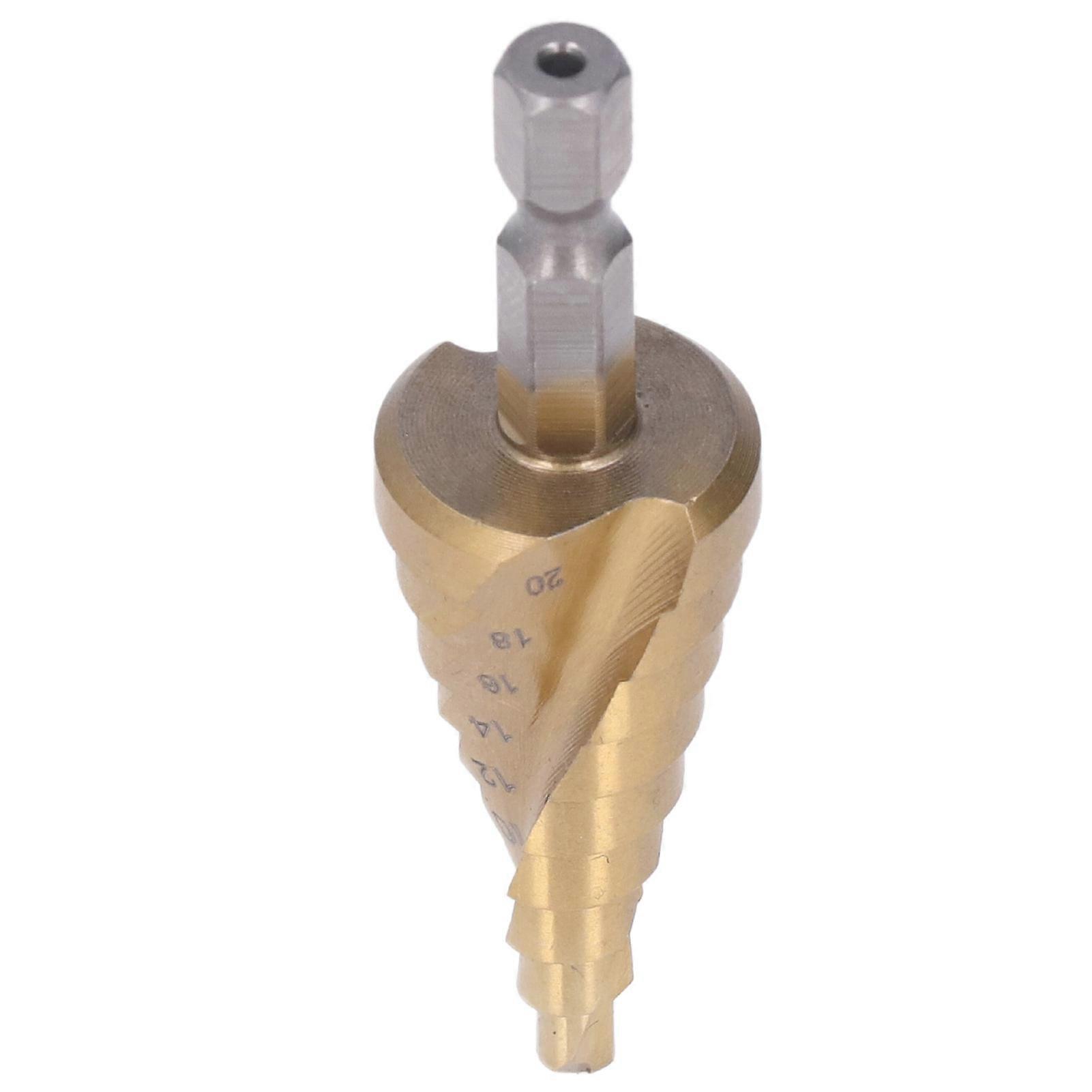 Step Drill Bit HSS Spiral Flute Hex Shank 4-20mm Cone Tool