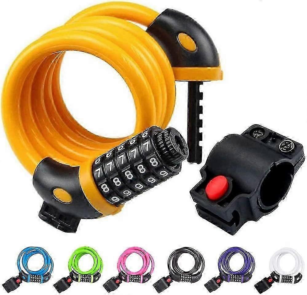 High Security 5 Digit Bicycle Combination Lock (Black) - 4ft Wire Lock