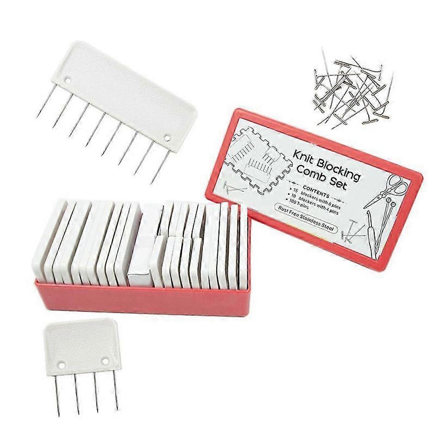 25Pcs Knitting Blocking Combs & 100Pcs Pins Blocking Knitting Crochet