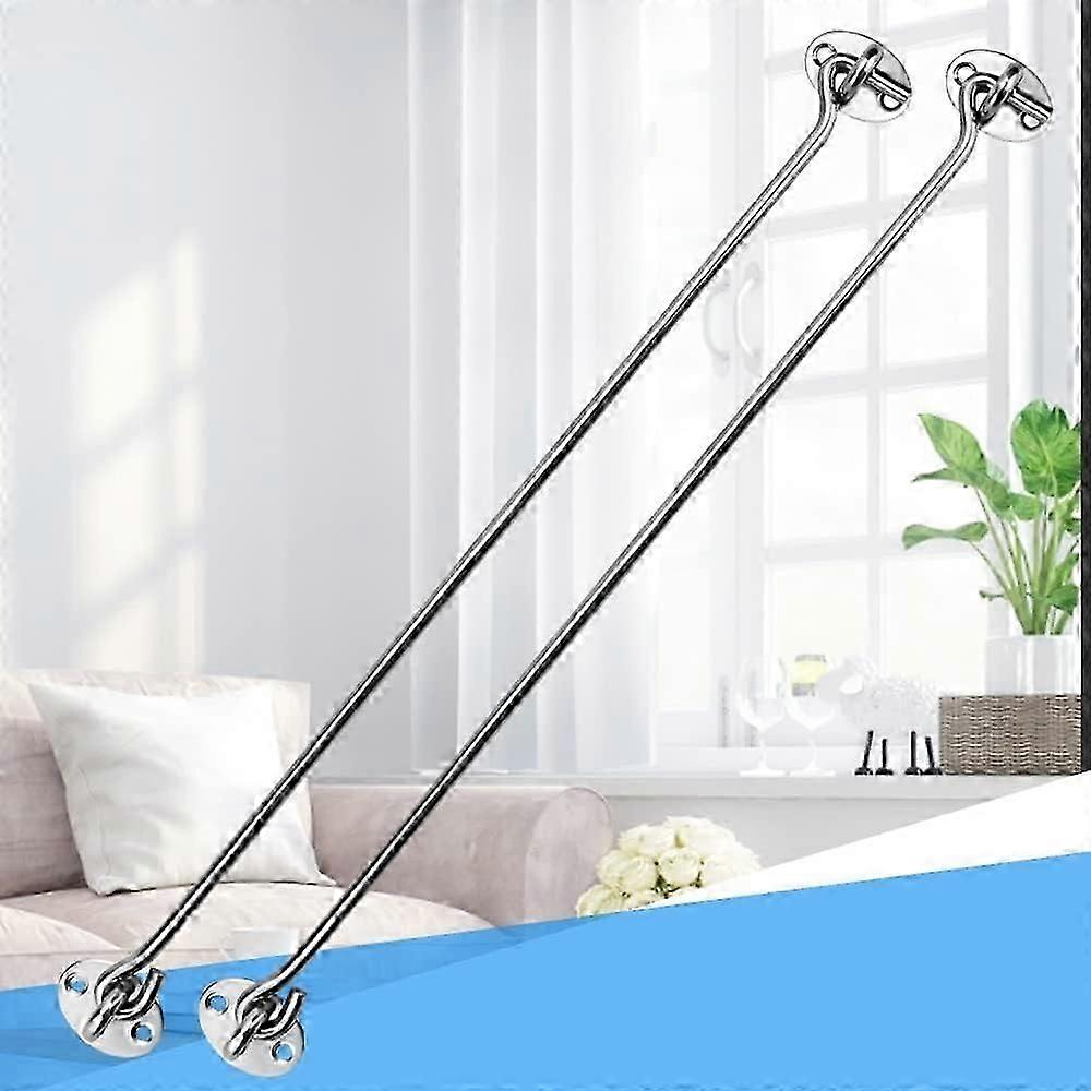 2 Pcs Stainless Steel Cabin Hook Door Eye Hook Length 40Cm Anti-Rust Door Latch Hook With Anti-Corrosion Screws For Window Barn Door Bathroom
