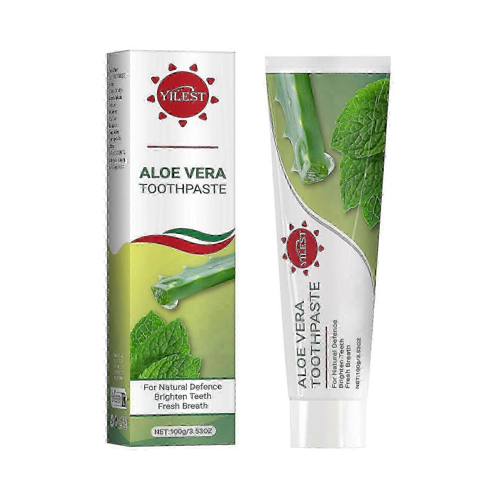 suitable for sensitive teeth and gums, aloe vera toothpaste with mint flavor, gentle natural formula for brightening teeth and fresh breath