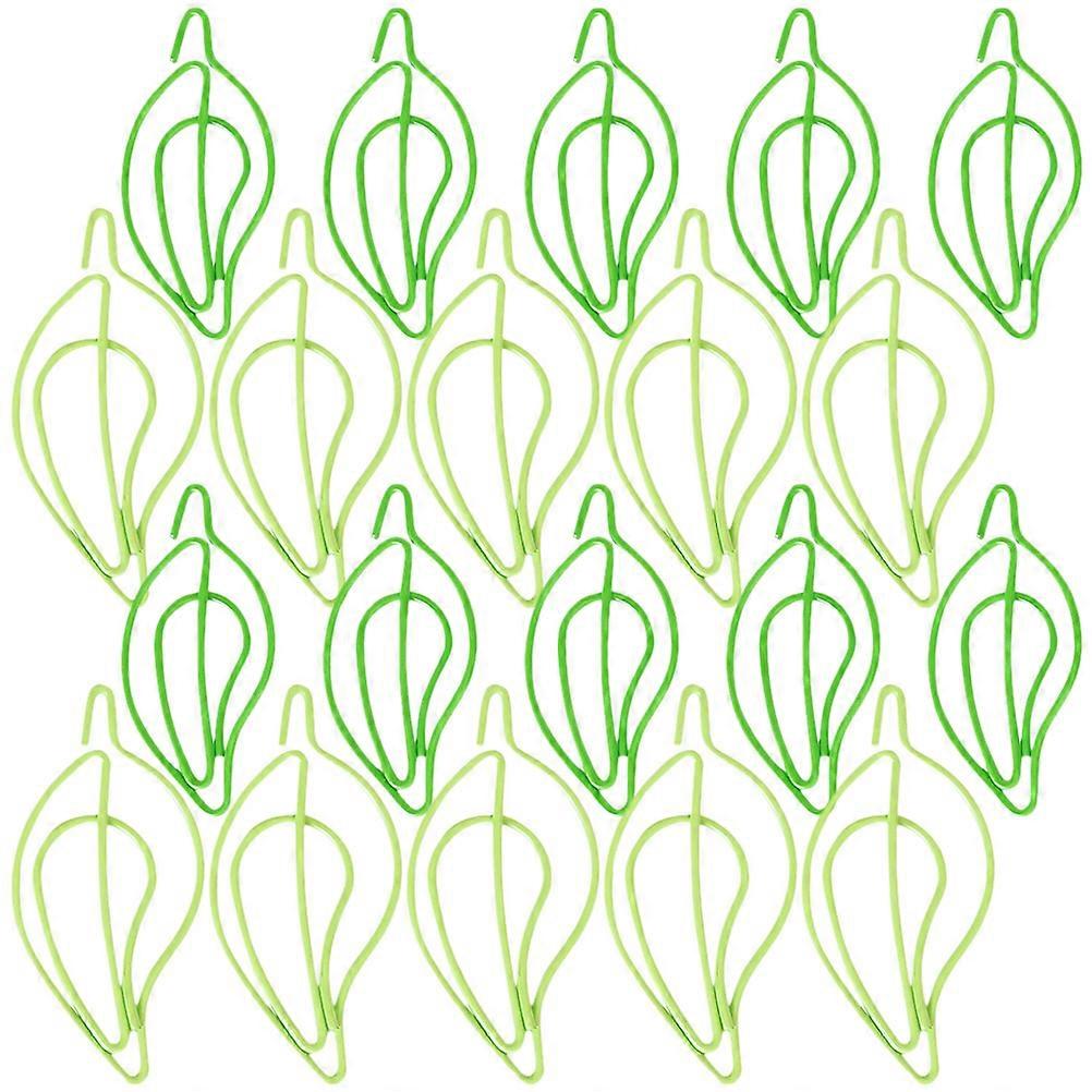 Green Leaf Shaped Paper Clips for Office Document Use 90Pcs