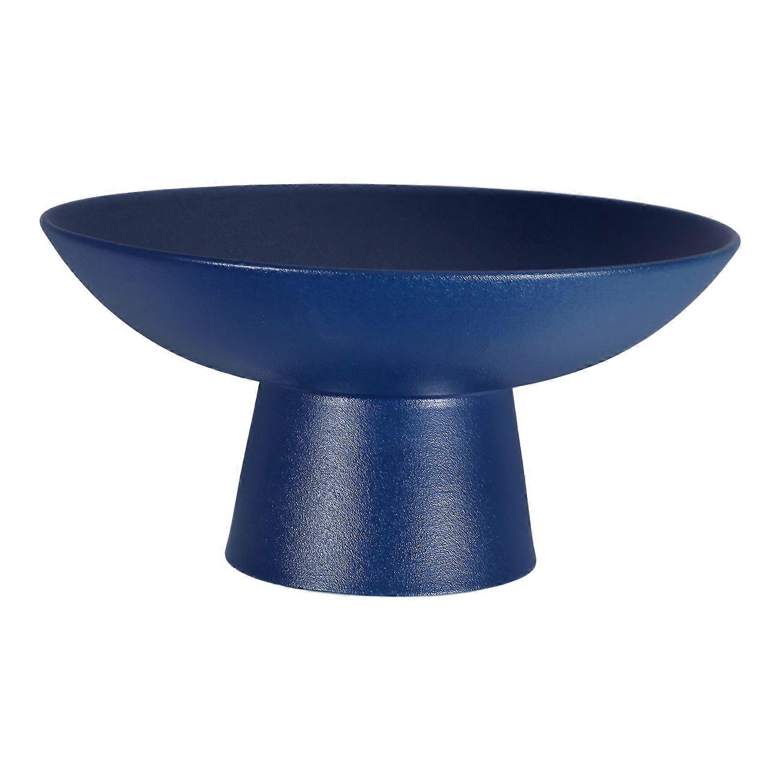 Navy Ceramic Serving Fruit Bowl for Dining Table 4Pcs Footed Tray