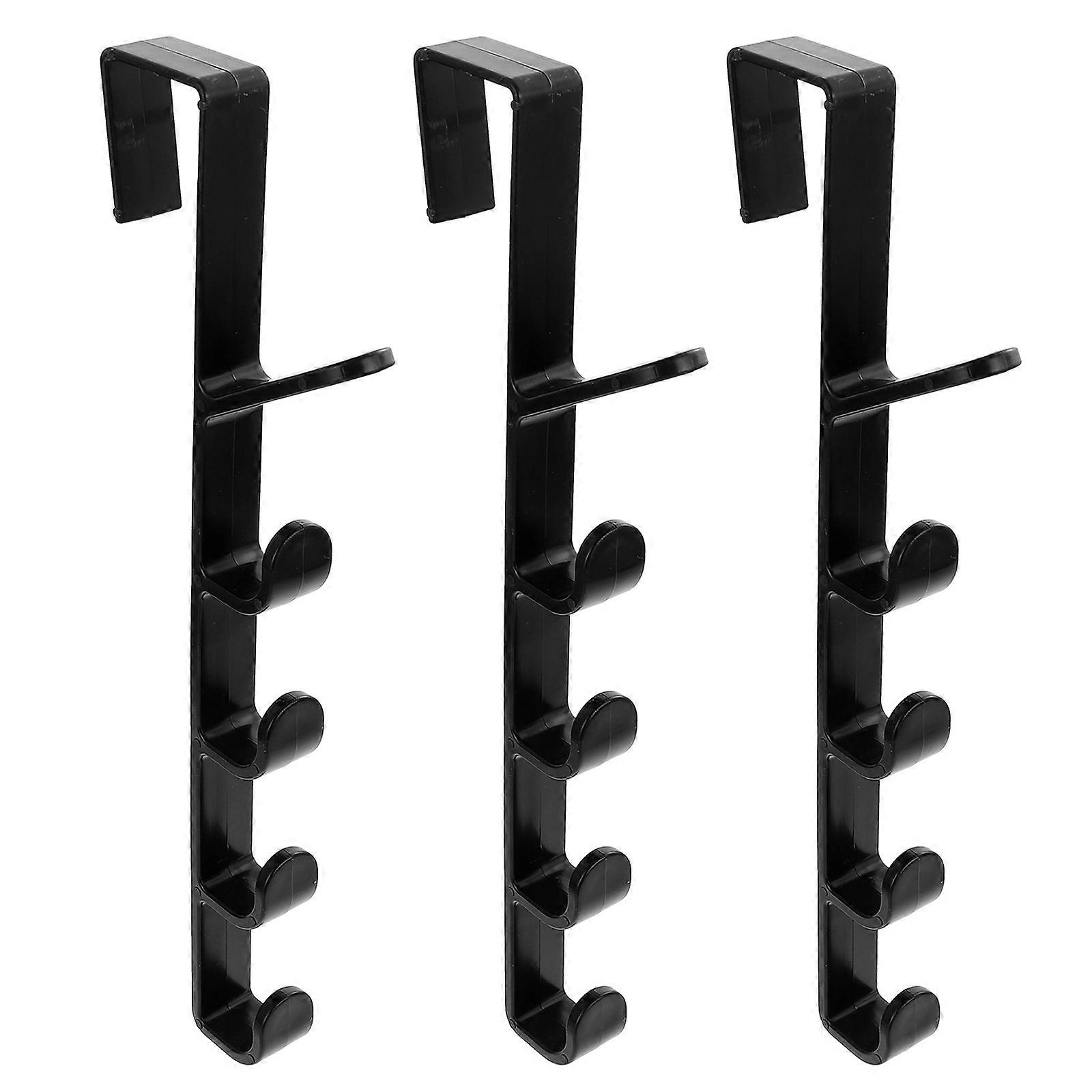 Over-Door Hook Simple Design 6 Pcs Storage Solution Door Back Hooks For Office Garage Locker Black