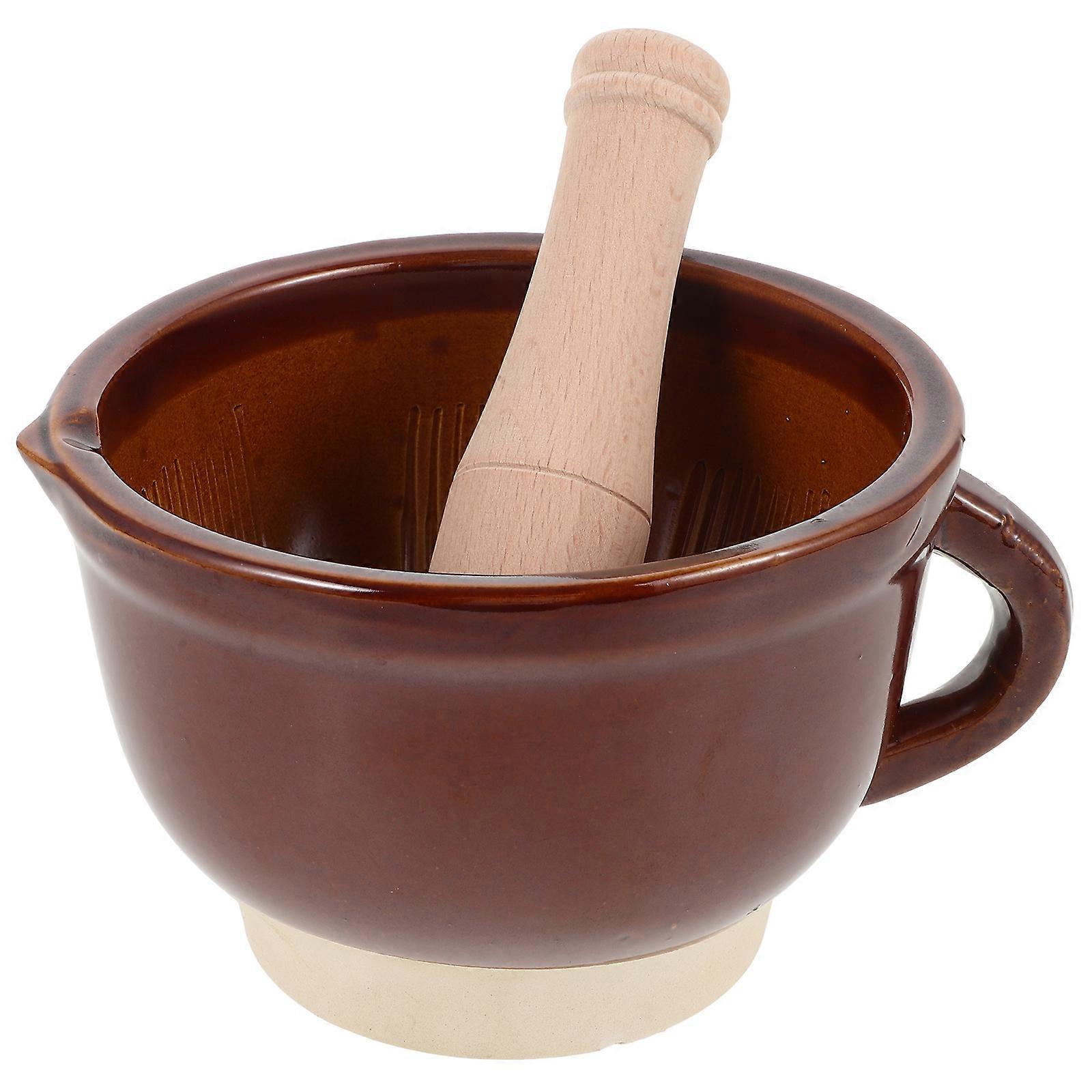 Garlic Crushing Bowl Kitchen Tool 1 Set Ergonomic Design Assorted Color Spices Grinding Tool