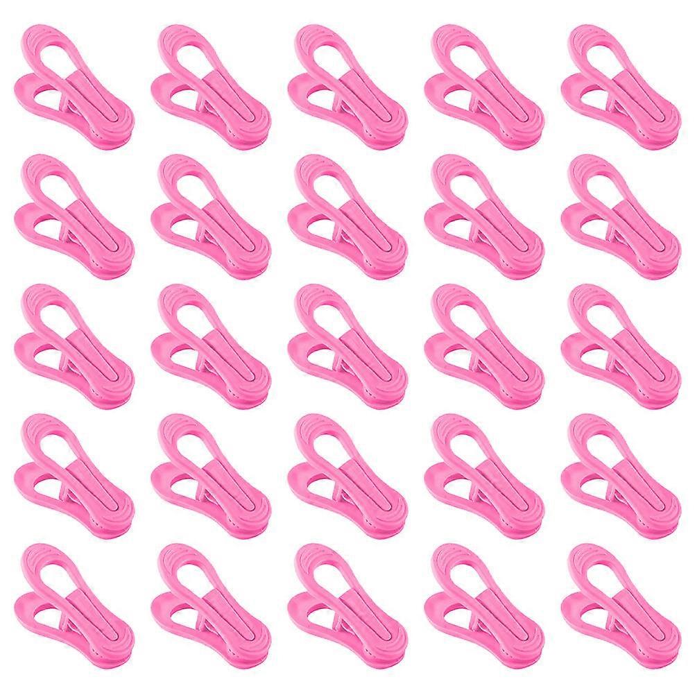 30 Pcs Multifunctional Plastic Hanger Clips For Laundry Drying Outdoor Use Large Clip Shape Wind-proof Design Pink