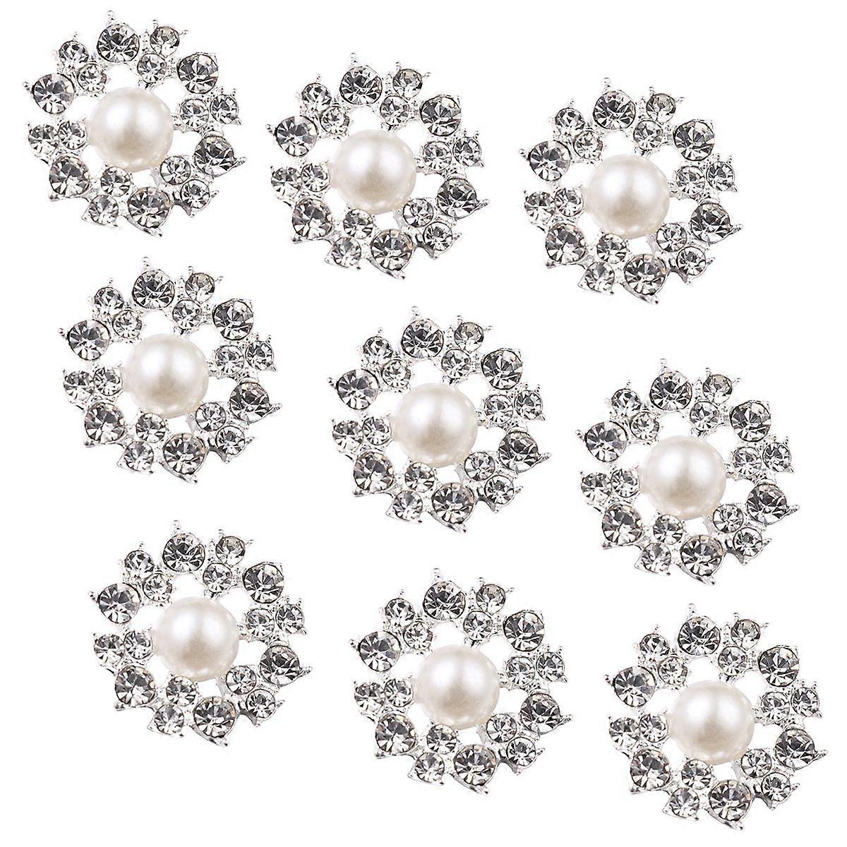 Buttons Accessory for DIY Craft 10Pcs Silver Alloy Rhinestone Decorative Buttons