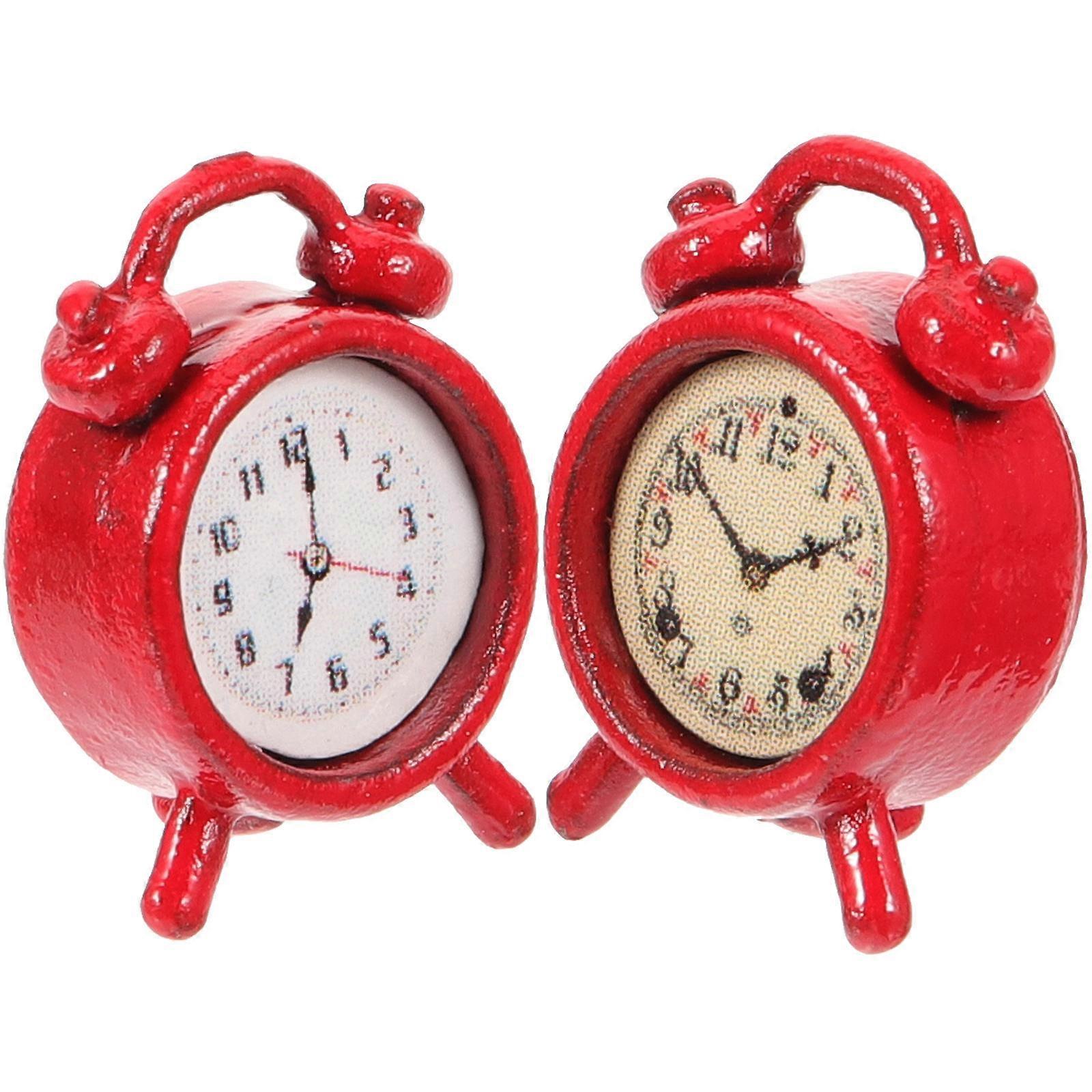 4Pcs Mini Alarm Clock Models For Children Pretend Home Decor Miniature Toy Photo Prop