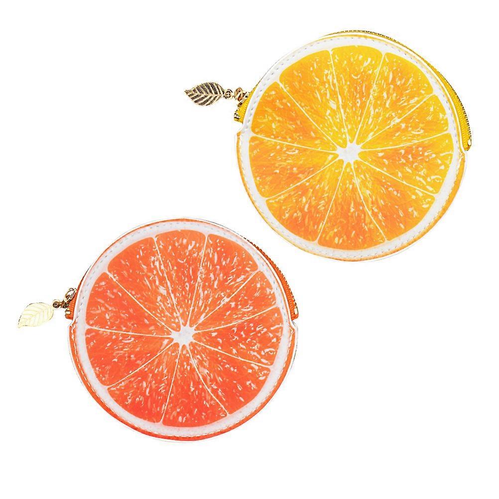 Simulation Fruit Pouch Zipper Coins Purse Change Bag For Women Girls In Assorted Color Small Size 2Pcs Waterproof Coin Storage