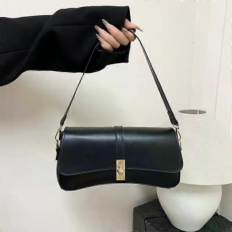 Minimalist Shoulder Bag Handbag for Women Lightweight PU Detachable Strap with Lock Closure Daily Commute