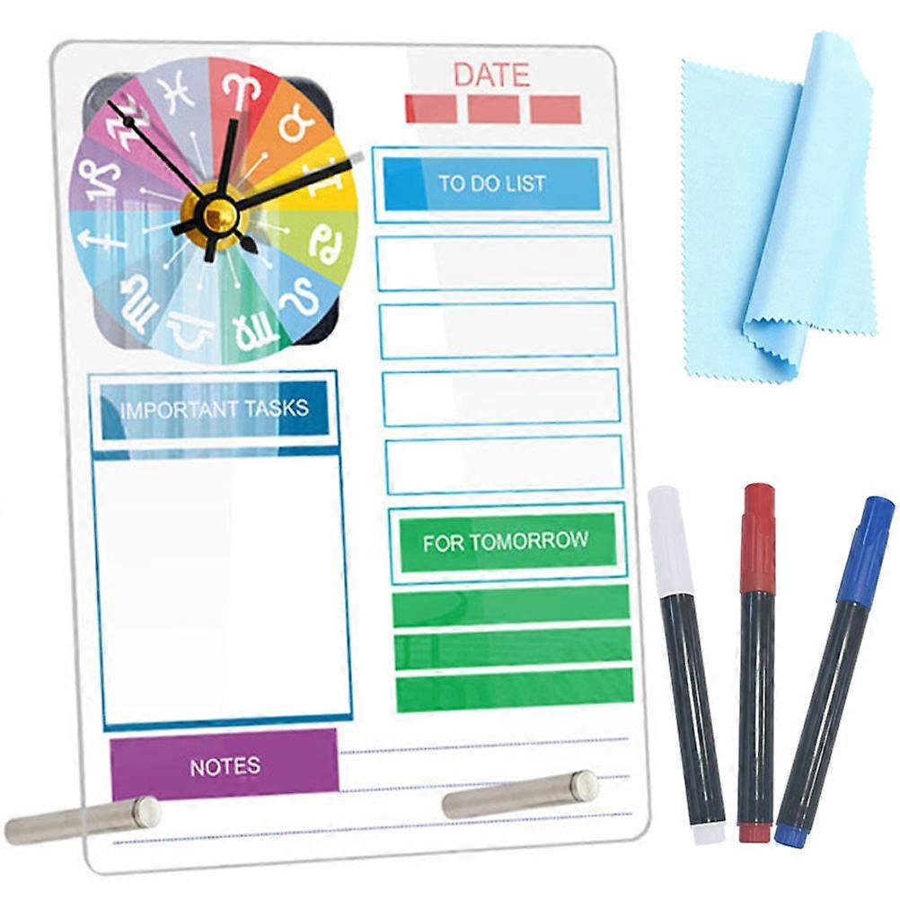 Acrylic Schedule Board Desktop Planner for Home Use 3Sets with Clock