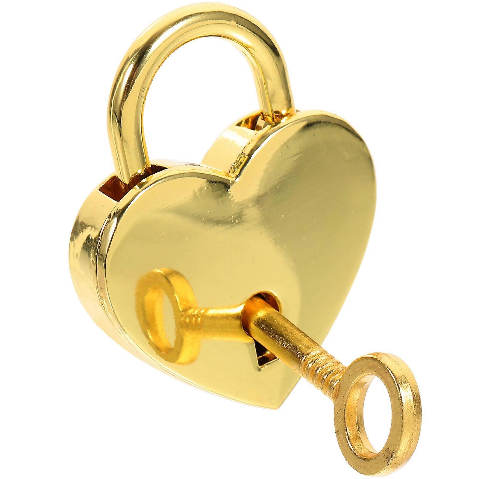4Pcs Heart Shaped Wishing Lock Storage Box Lock Ideal for Couples Daily Use Suitable for Jewelry Box in Elegant Golden Color