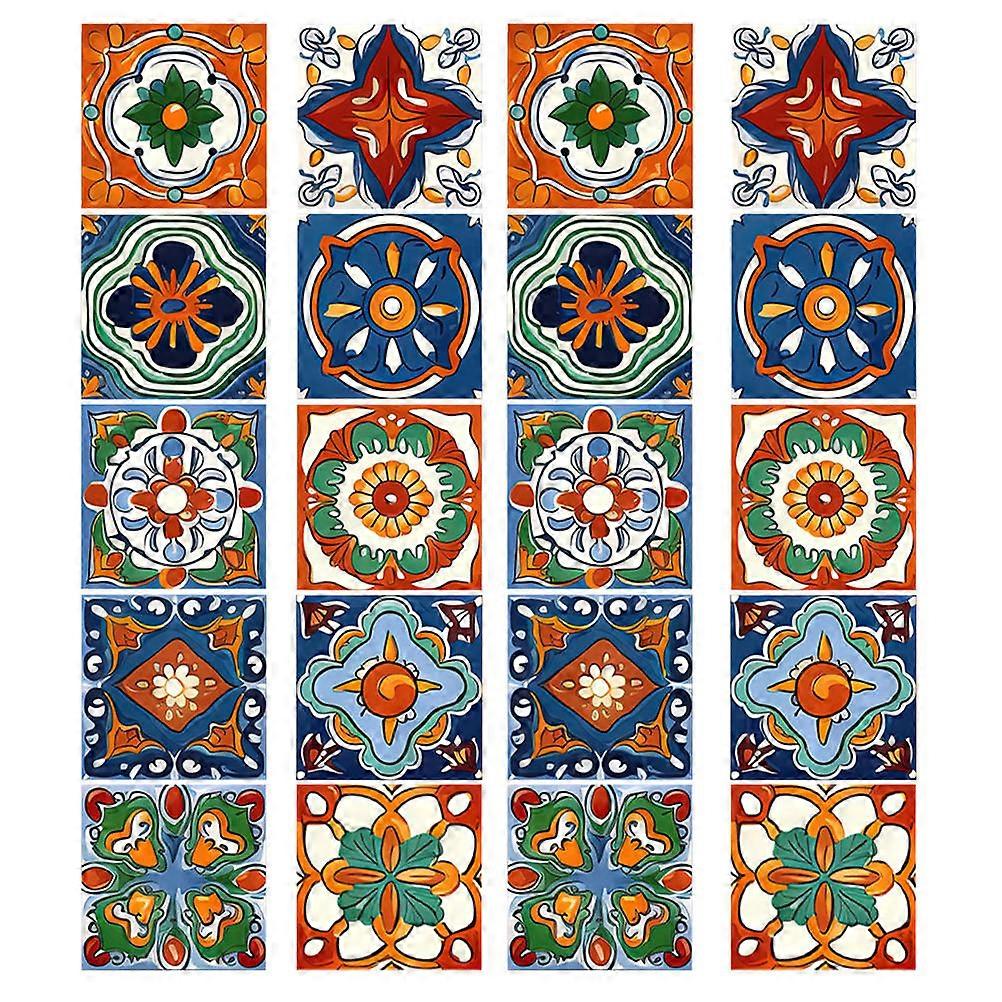 Morocco Tile Sticker Decorative Tile Decals 20Pcs for Indoor Use