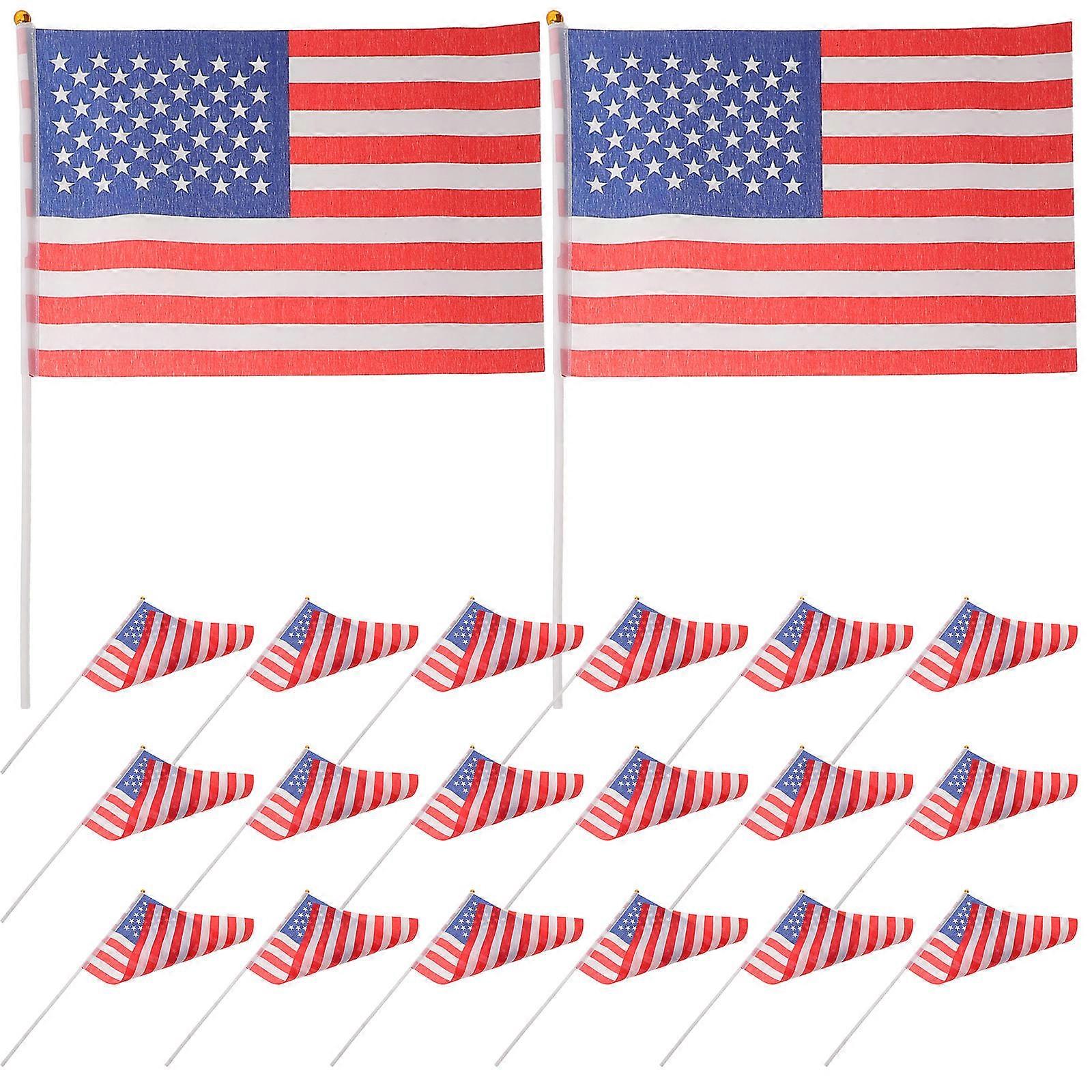 Patriotic Handheld American Flag Mini Us Flags on Sticks 40Pcs Set
