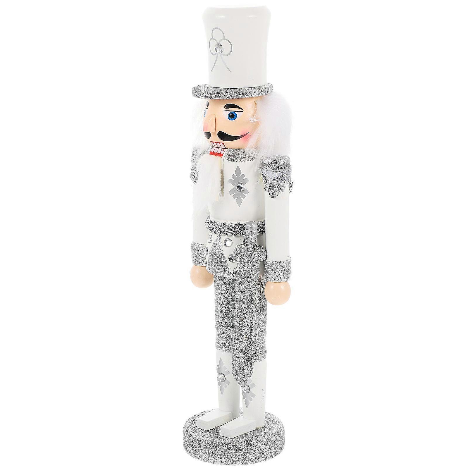 Desktop Christmas Nutcrackers Nutcracker Soldier for Decoration 3Pcs Silver