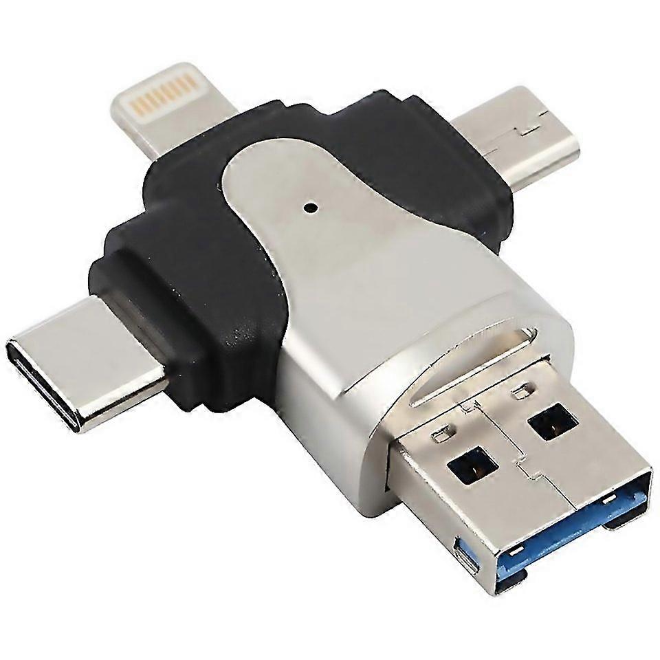 For 4 In 1 8 Pin Usbc Typec Micro Usb Usb 30 Male Tf Card Reader