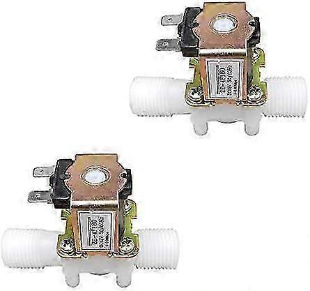 2Pcs 1/2" Thread Plastic Electric Solenoid Valve Water Inlet Flow Switch Magnetic Water Ai