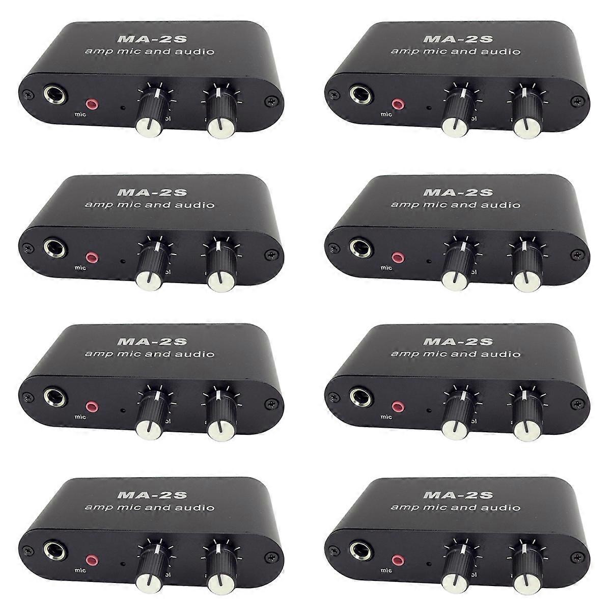 8pcs 3.5mm Condenser Microphone Amplifier Headphone Amplifier Music Audio Preamplifier Mixing Board