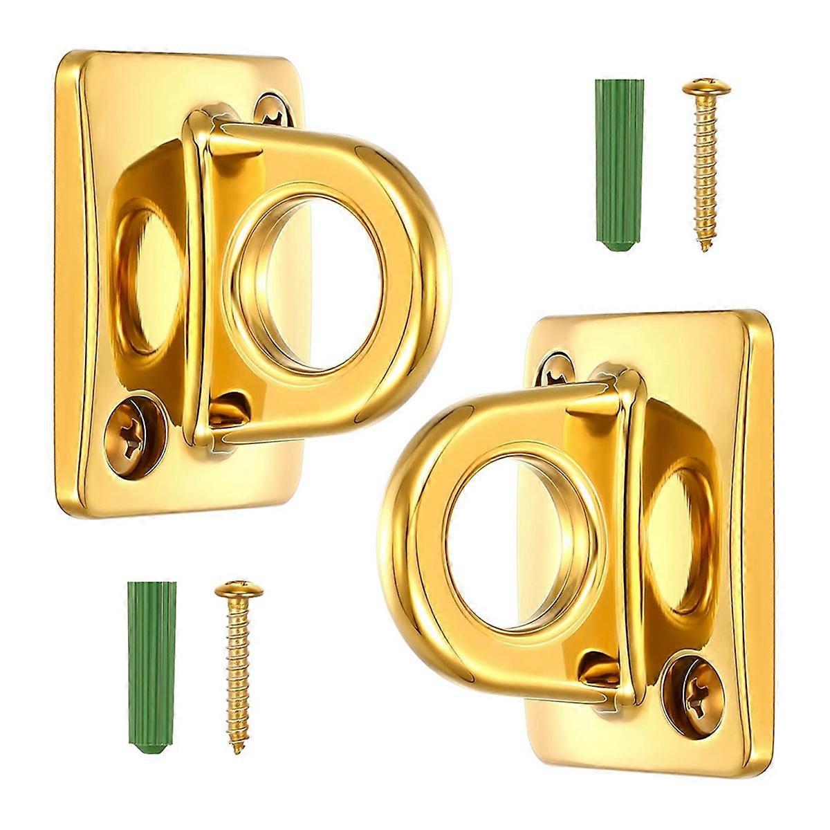 2 Pcs Gold Loop Wall Plate Post Queue Barrier