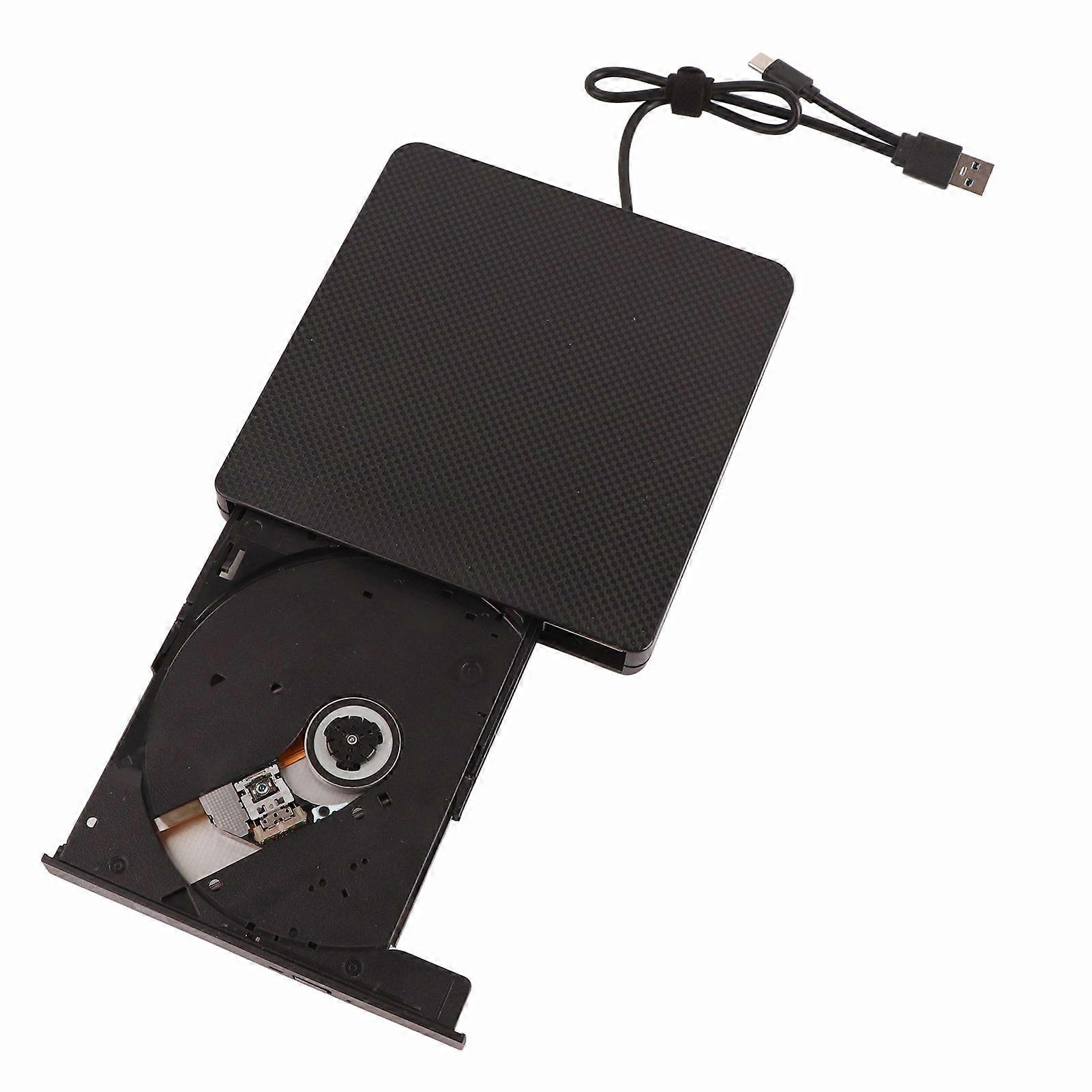 External DVD Writer Type C USB3.0 Interface Shock Resistance Low Noise Portable DVD Player for Laptop Desktop Computers Black