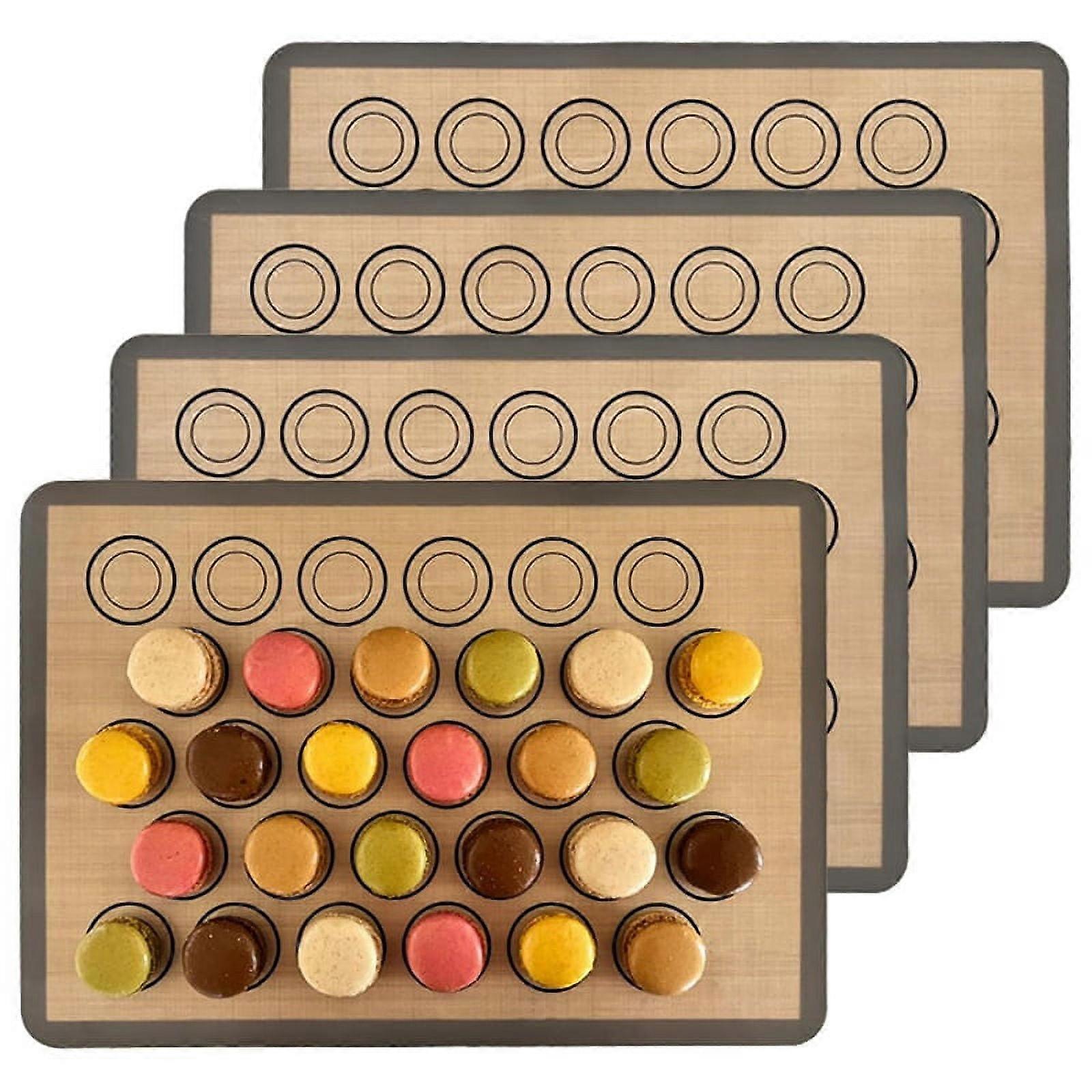 Macaron Baking Mats 4 Pack for Perfect Macarons & - Silicone Macaron Baking Sheets with Size Guiding Circles