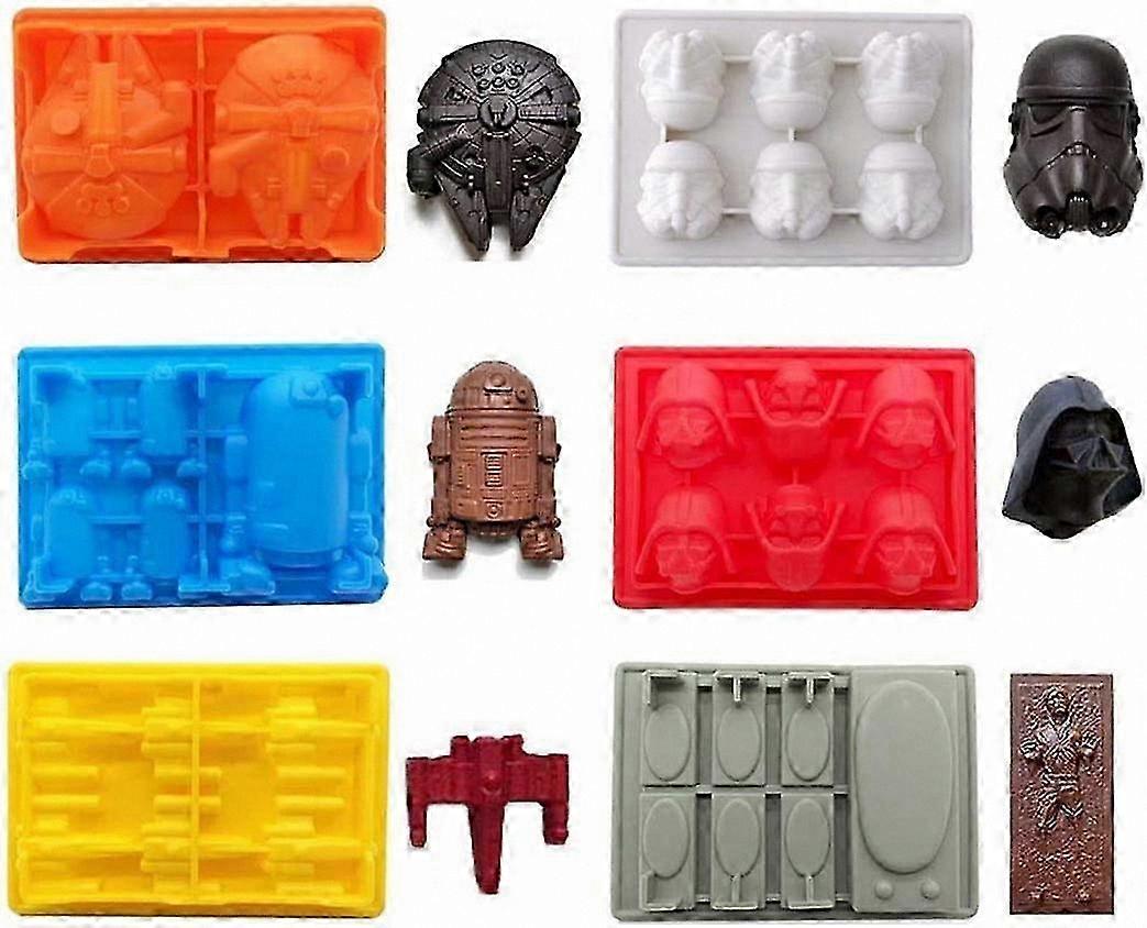 Silicone Robot-Shaped Molds, Set of 6 Flexible Baking Accessories for Cake, Candy, Chocolate, and Soap Crafting