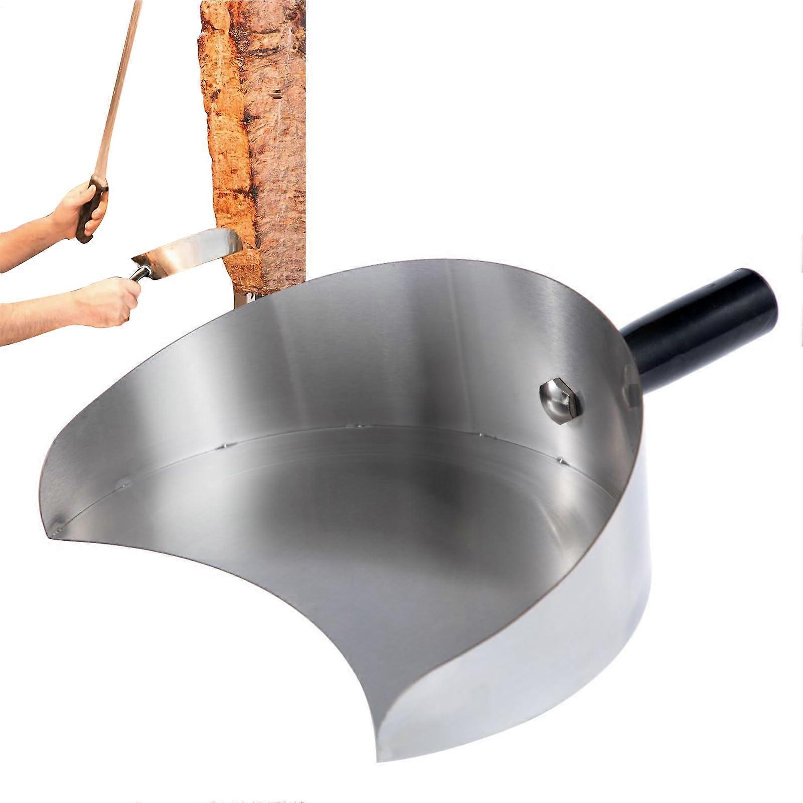 Grill Catcher Shovel Stainless BBQ Tool Heatproof Rotisserie Compatible Heavy Meat Non Slip Grip Shawarma Machine Kitchen