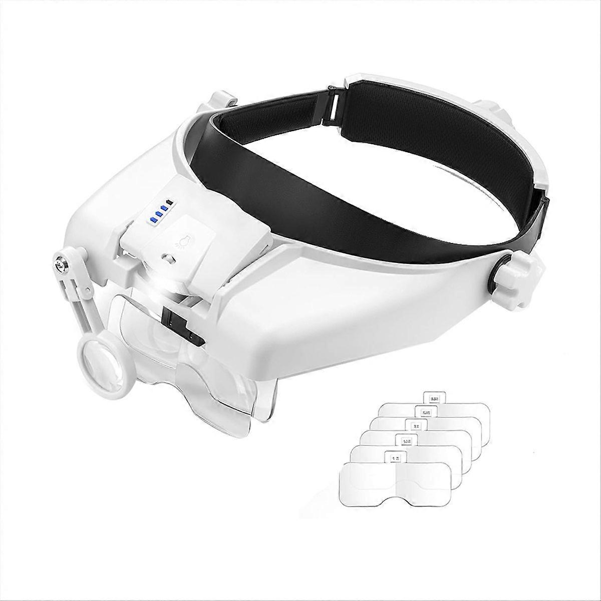 Magnifying Glasses with Light, Headband Magnifying Glasses for Close Work, with 5 Lenses & Two Led Lamps,Heads Magnifier