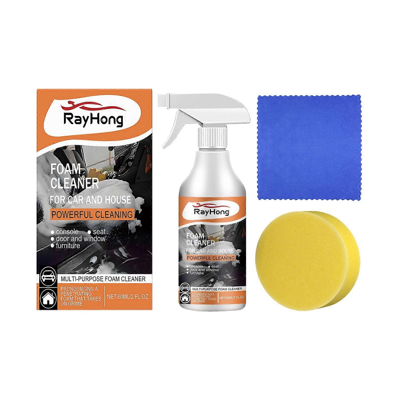 Rayhong Car Multi-Functional Foam Cleaner (60Ml Set) Interior Steering Wheel Plastic Fabric Seat Stain Cleaner