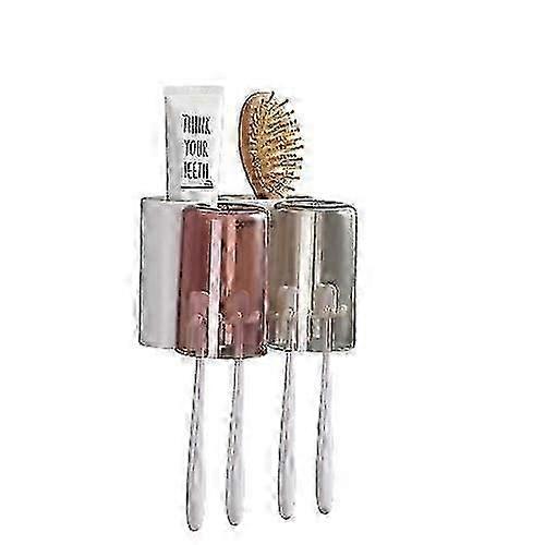 Wall Mounted Set Couple Toothbrush Holder with Toothbrush Cups