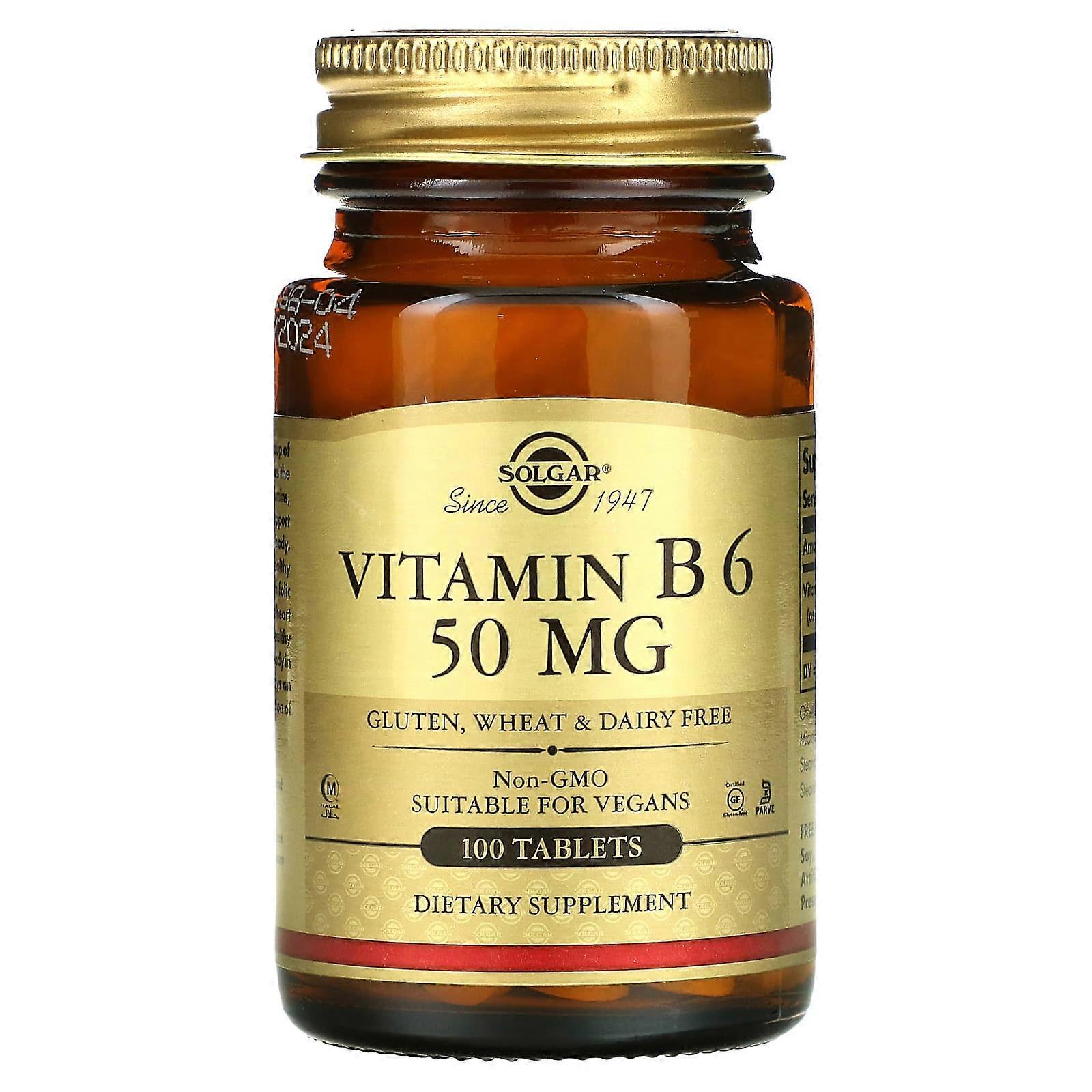Vitamin B6, 50 mg, 100 Tablets