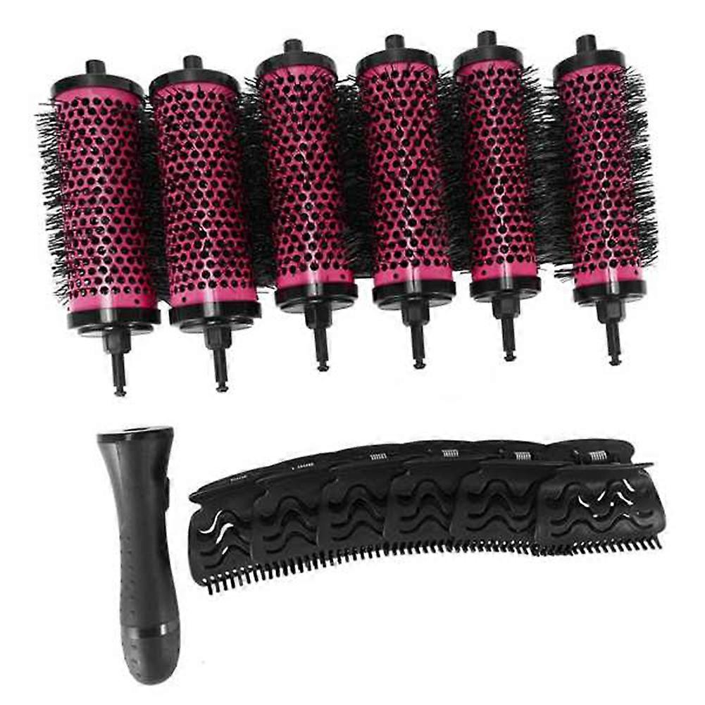 6Pcs/Set Detachable Handle Hair Roller Brush with Positioning Clips