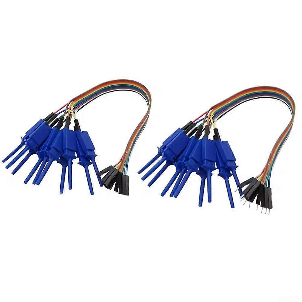 20 Pin Logic Analyzer Test Hook Clips With Retractable Spring Clips For Circuit Test Male/Female Leads  Temp Blue