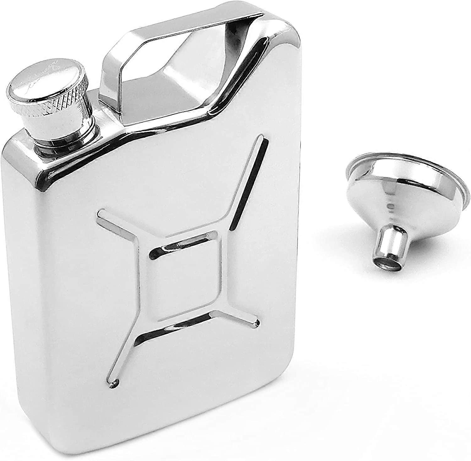 5oz Hip Flask Classic Jerry Can Shape Mirror Finished with a Funnel 18/8 Stainless Steel-YM123A