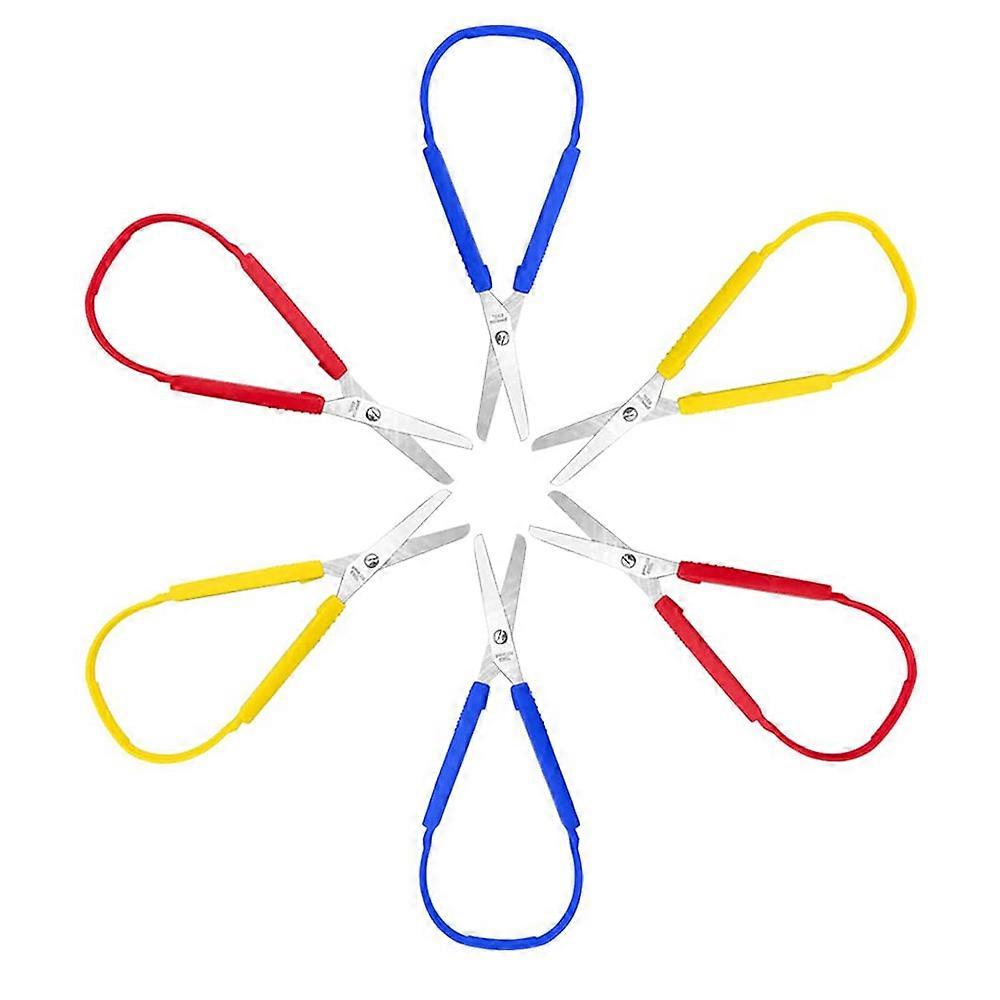 6 Pcs Loop Scissors Grip Scissor Colorful Self-Opening Adaptive Cutting Scissors for Children,Adults