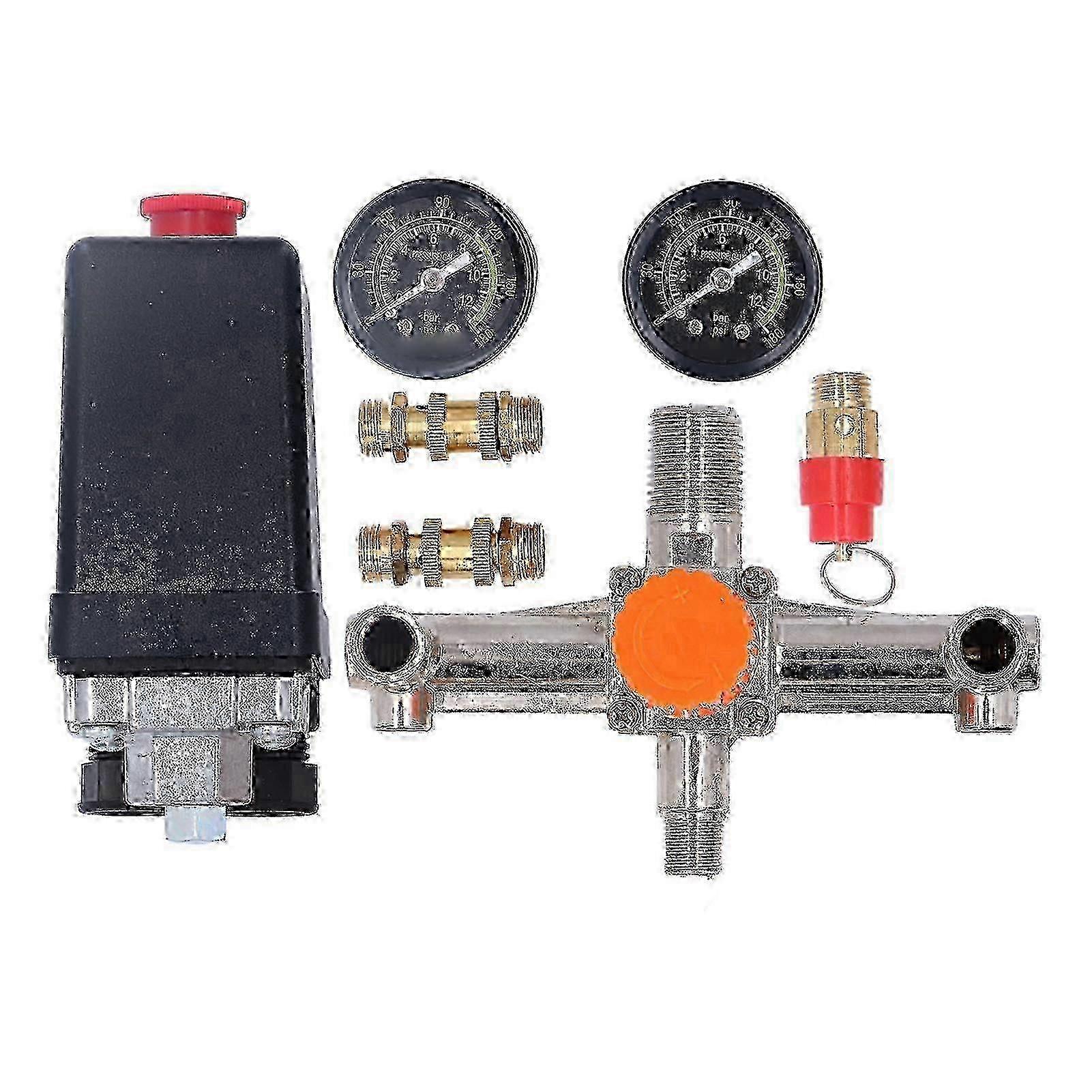 new 175PSI Air Compressor Pressure Switch Control Valve with Pressure Gauge - 240V Control Valve for Efficient Air Compressor Operation