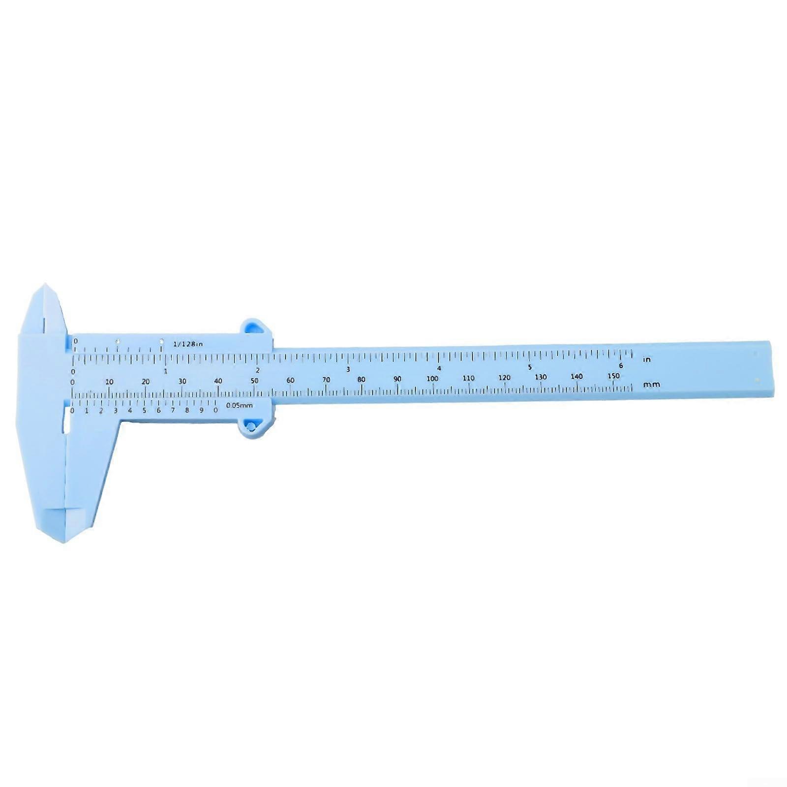 Calipers 0150mm Plastic Double Scale Precision Measuring Tool Jewellery Woodworking Depth Height Diameter Blue
