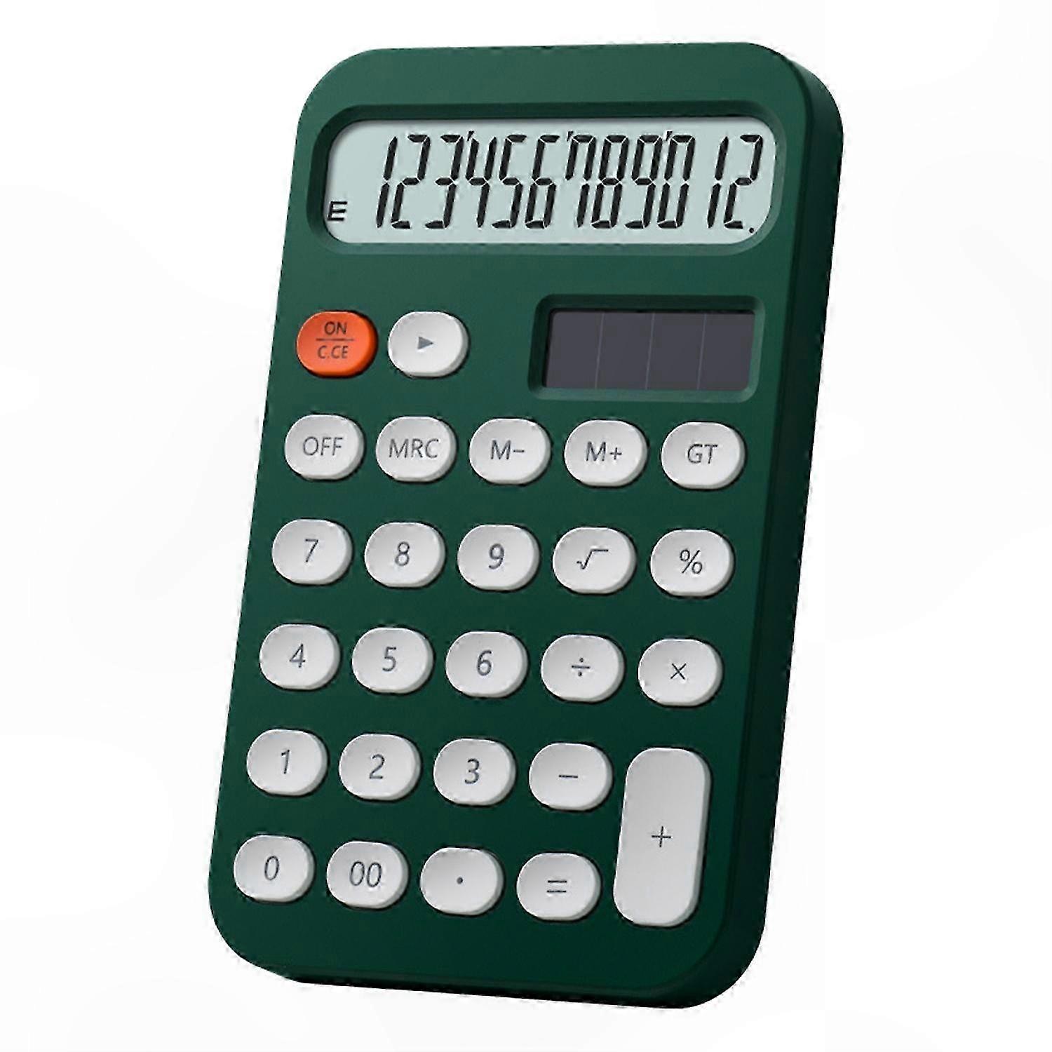 12-Digit Calculator with Large LCD Display, Solar Powered, Battery Operated, Non-Slip Oval Keys