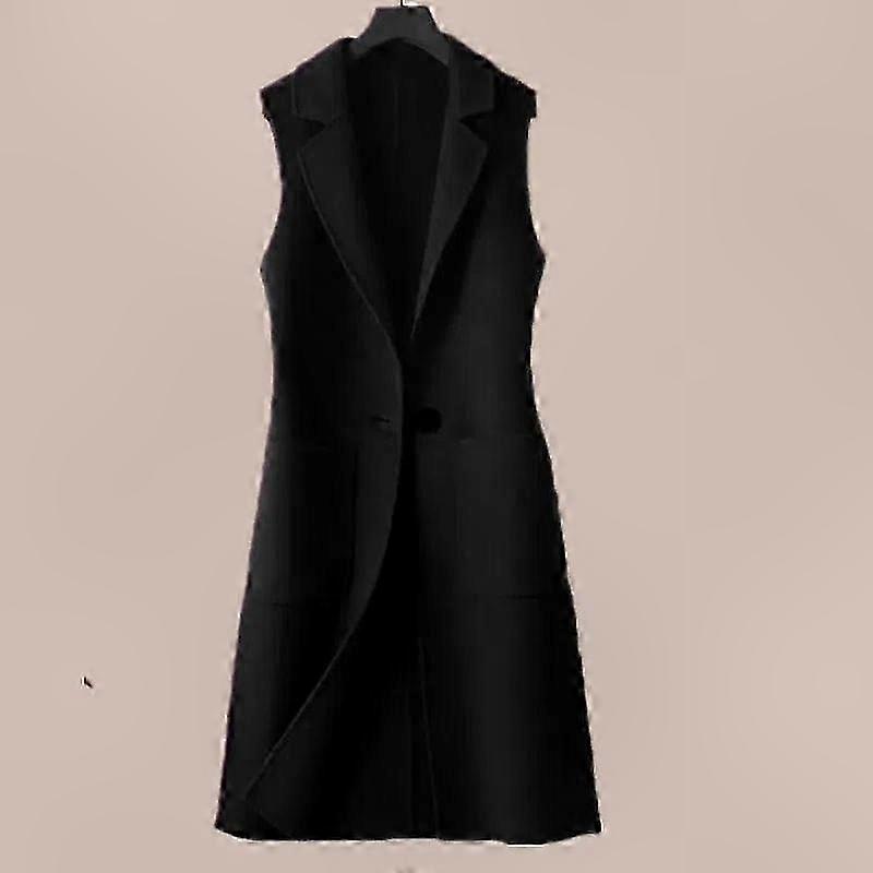 Women's Stylish Mid-Length Vest for Autumn and Winter, Slim Fit Cardigan Jacket for Large Sizes