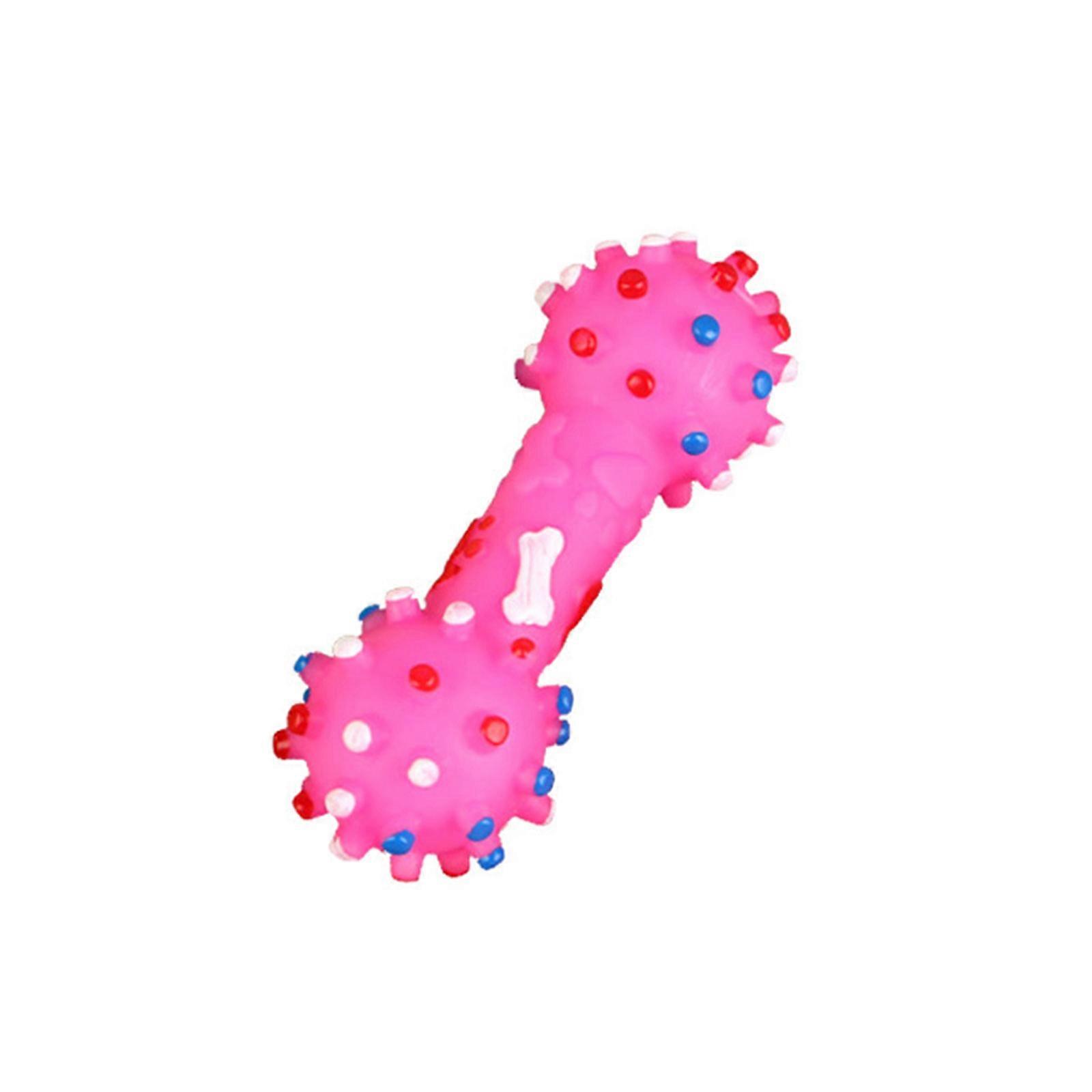 Dog Chew Resistant Dumbbell Pet Toy For Aggressive Chewers Feedback Soft Rubber Teeth Cleaning Multicolor