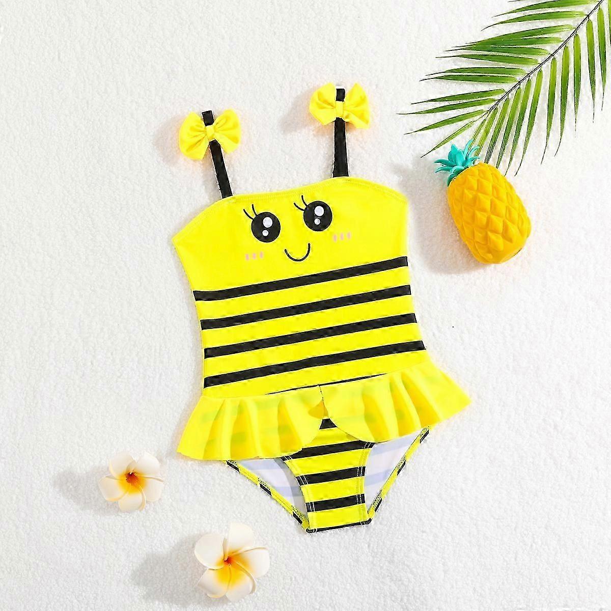 Tyttöjen yksiosainen uimapuku Söpö mehiläinen Print Lasten uimapuku Keula Pikku Tyttö Uimapuvut
