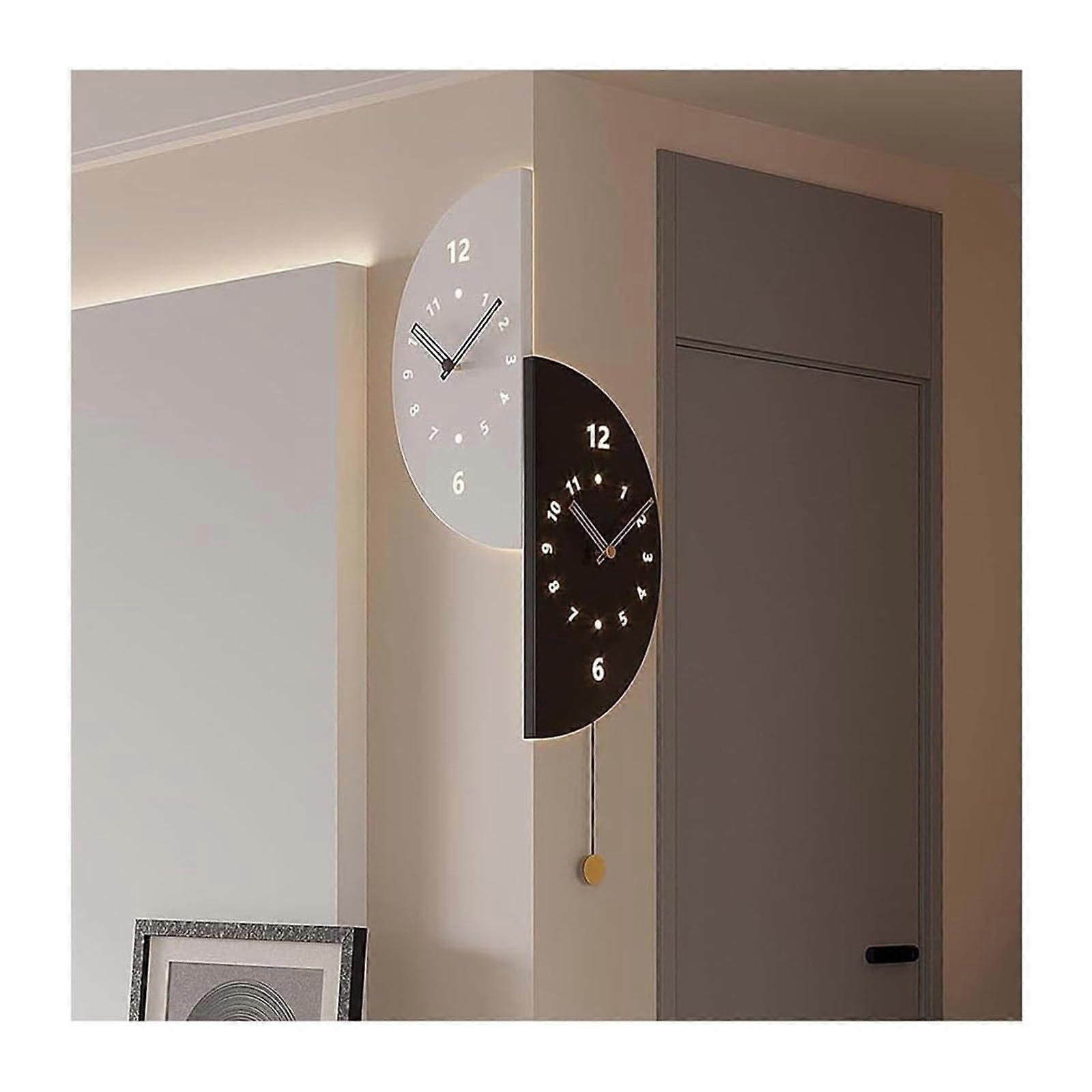 Double Sided Corner Wall Clock Silent Dual Movement Two Time Zone Display 36x18 cm Restaurant Wall Clock Without Lights